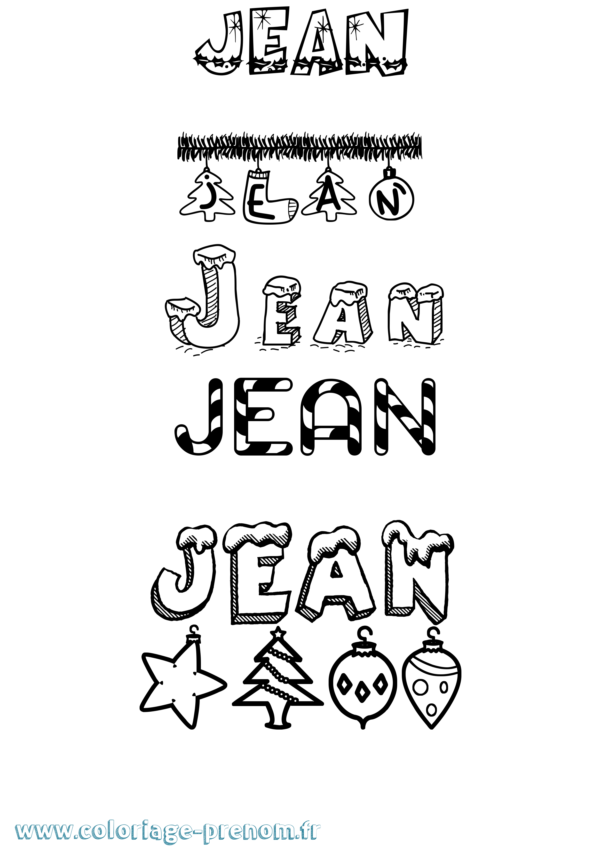 Coloriage prénom Jean Noël