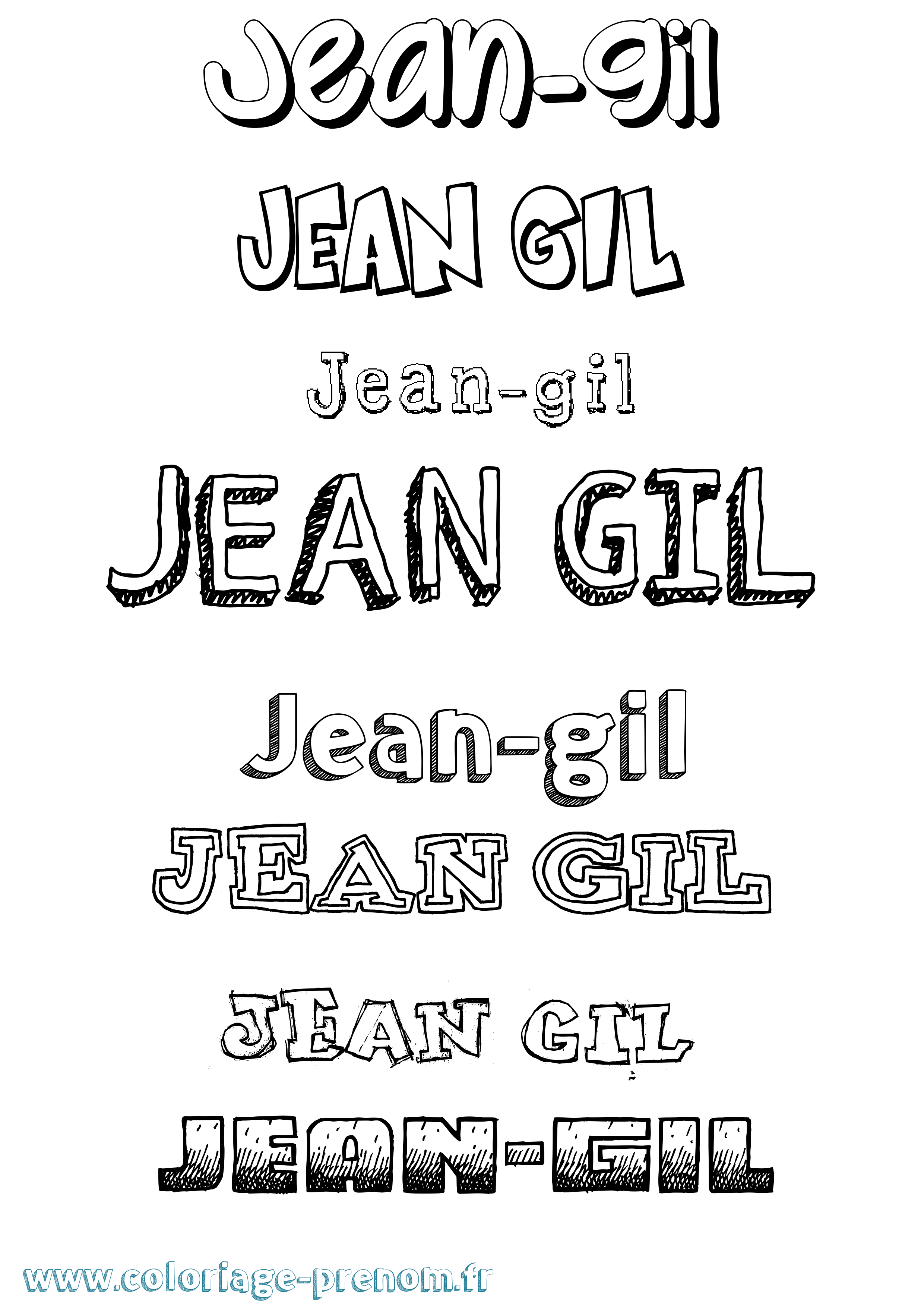 Coloriage prénom Jean-Gil Dessiné