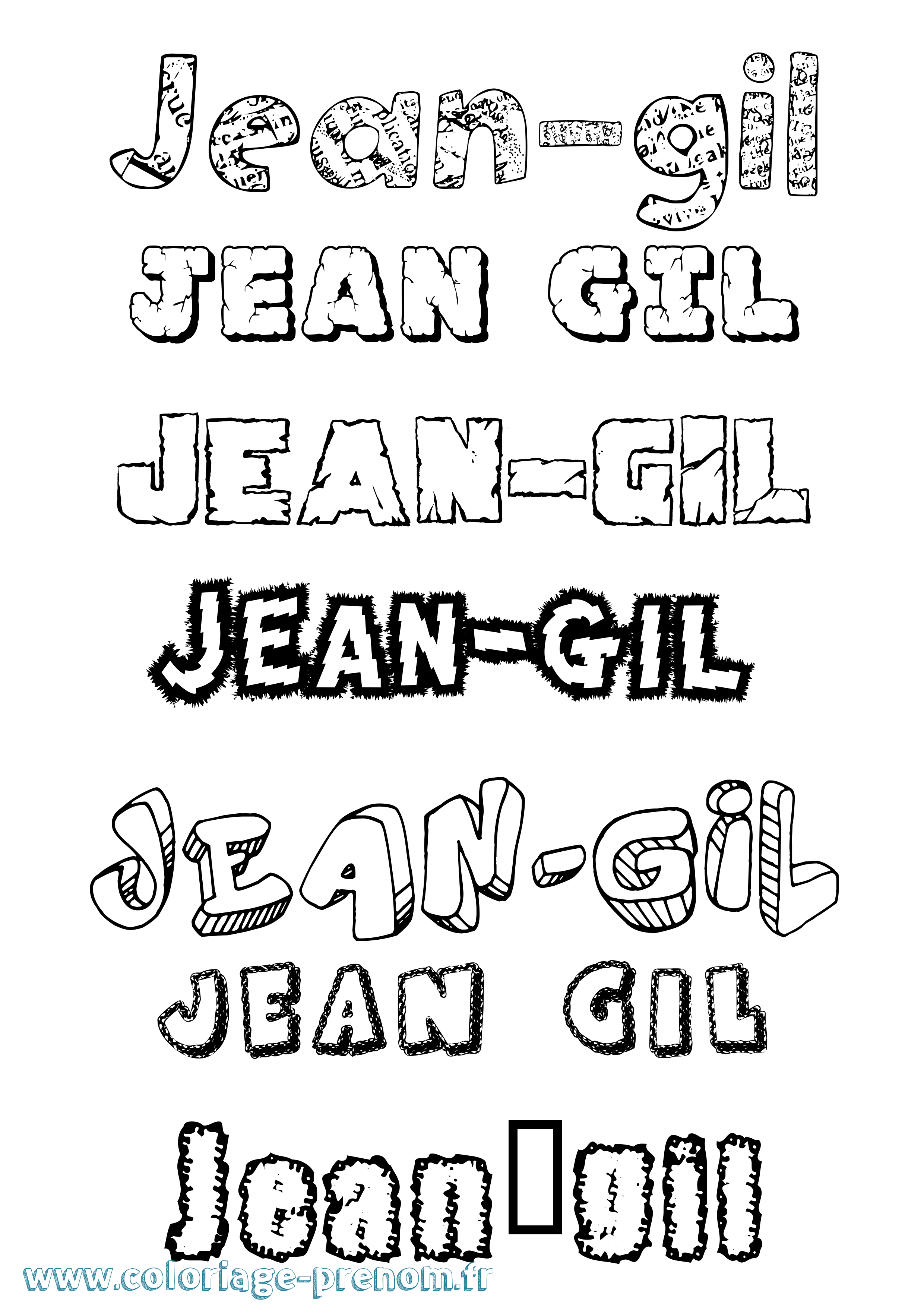 Coloriage prénom Jean-Gil Destructuré