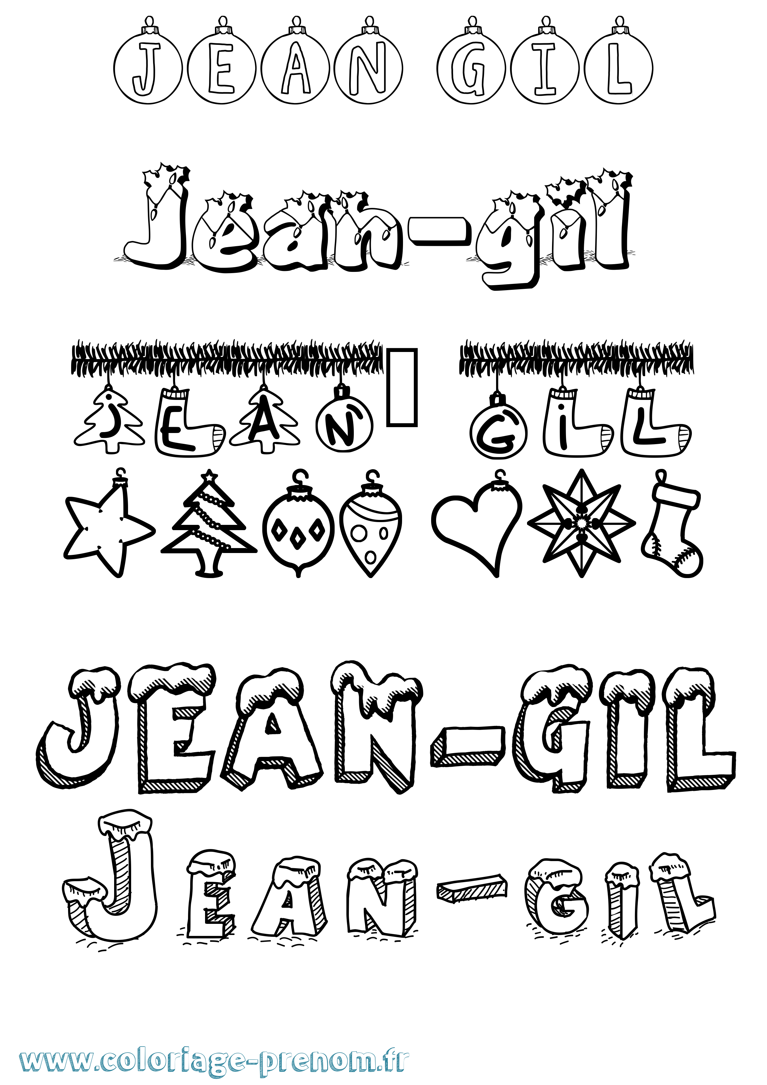 Coloriage prénom Jean-Gil Noël