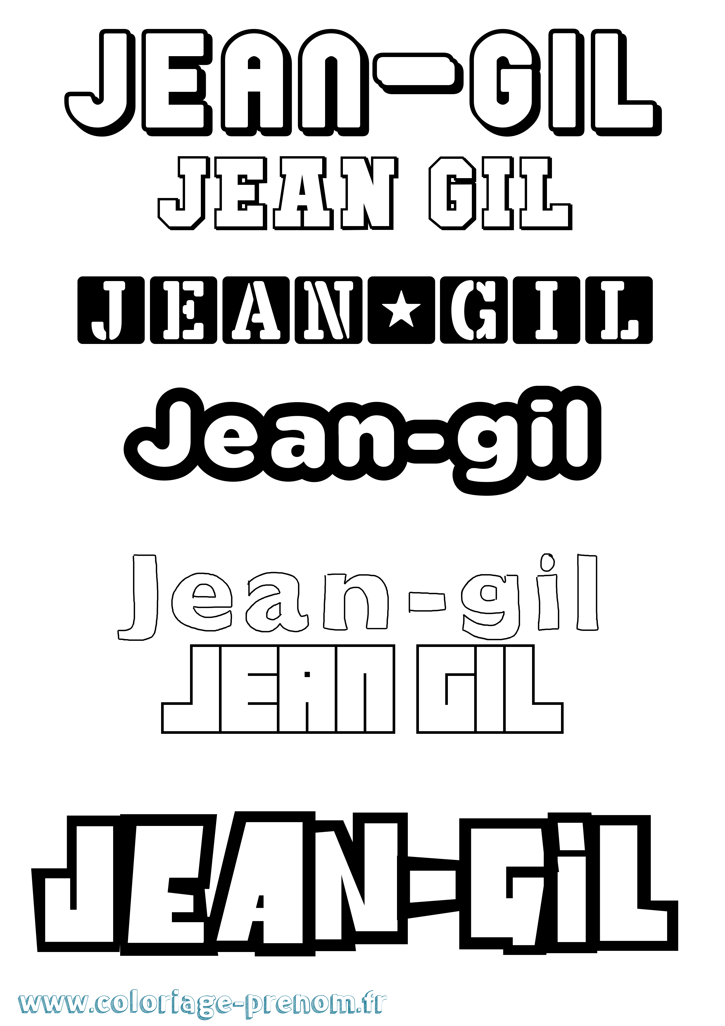 Coloriage prénom Jean-Gil Simple