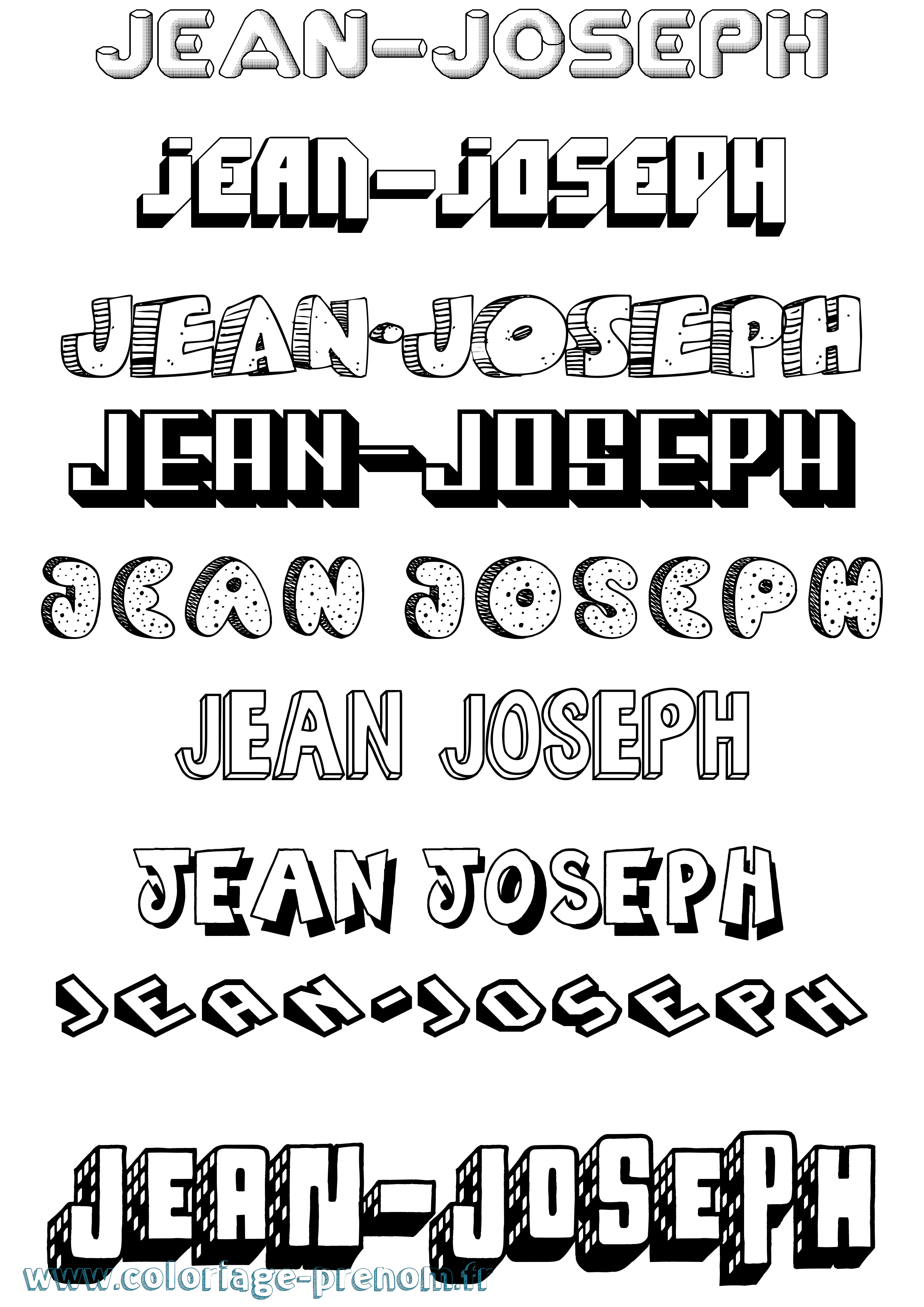 Coloriage Jean-Joseph Effet 3D Coloriage prénom Jean-Joseph Effet 3D
