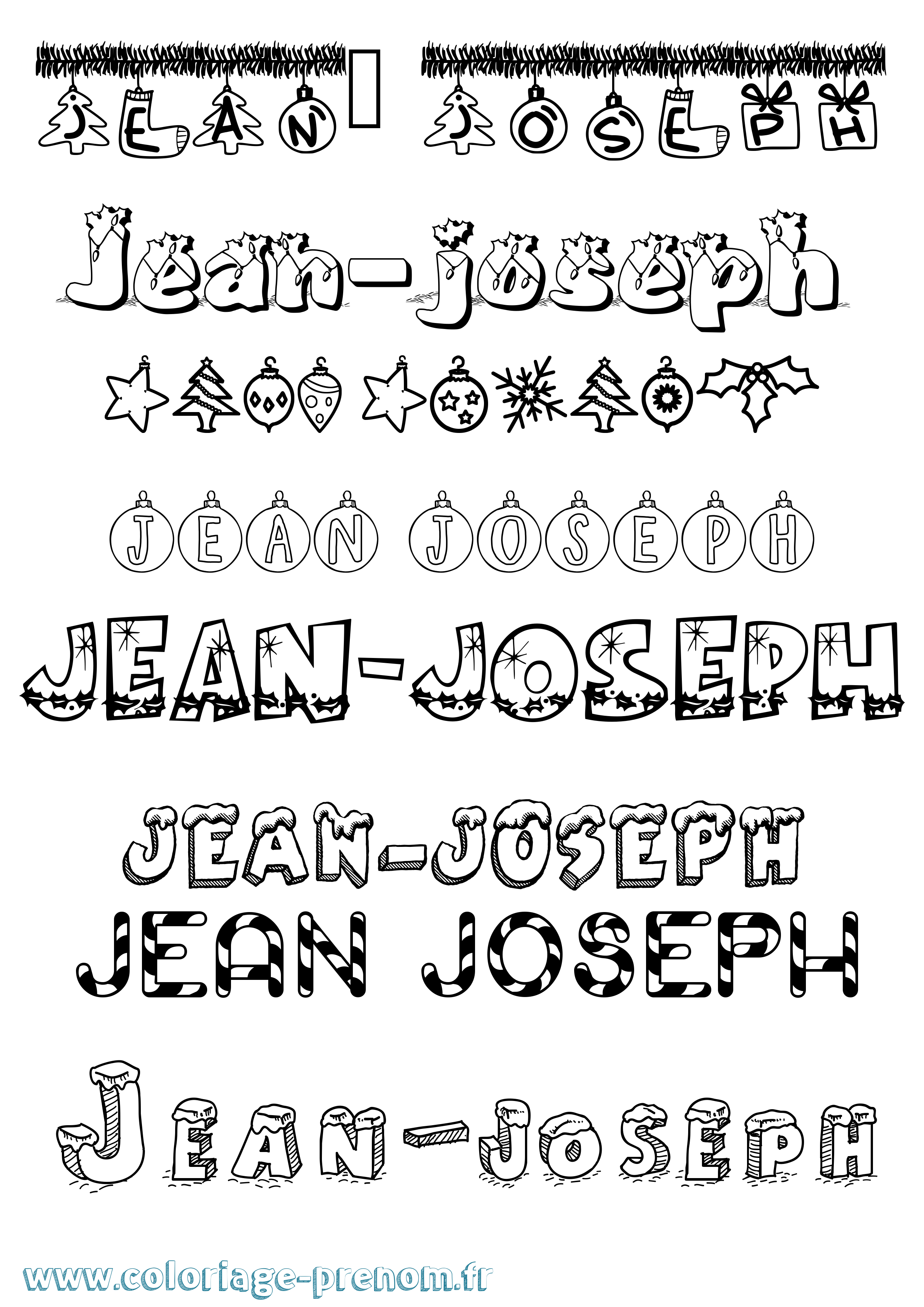 Coloriage Jean-Joseph Noël Coloriage prénom Jean-Joseph Noël
