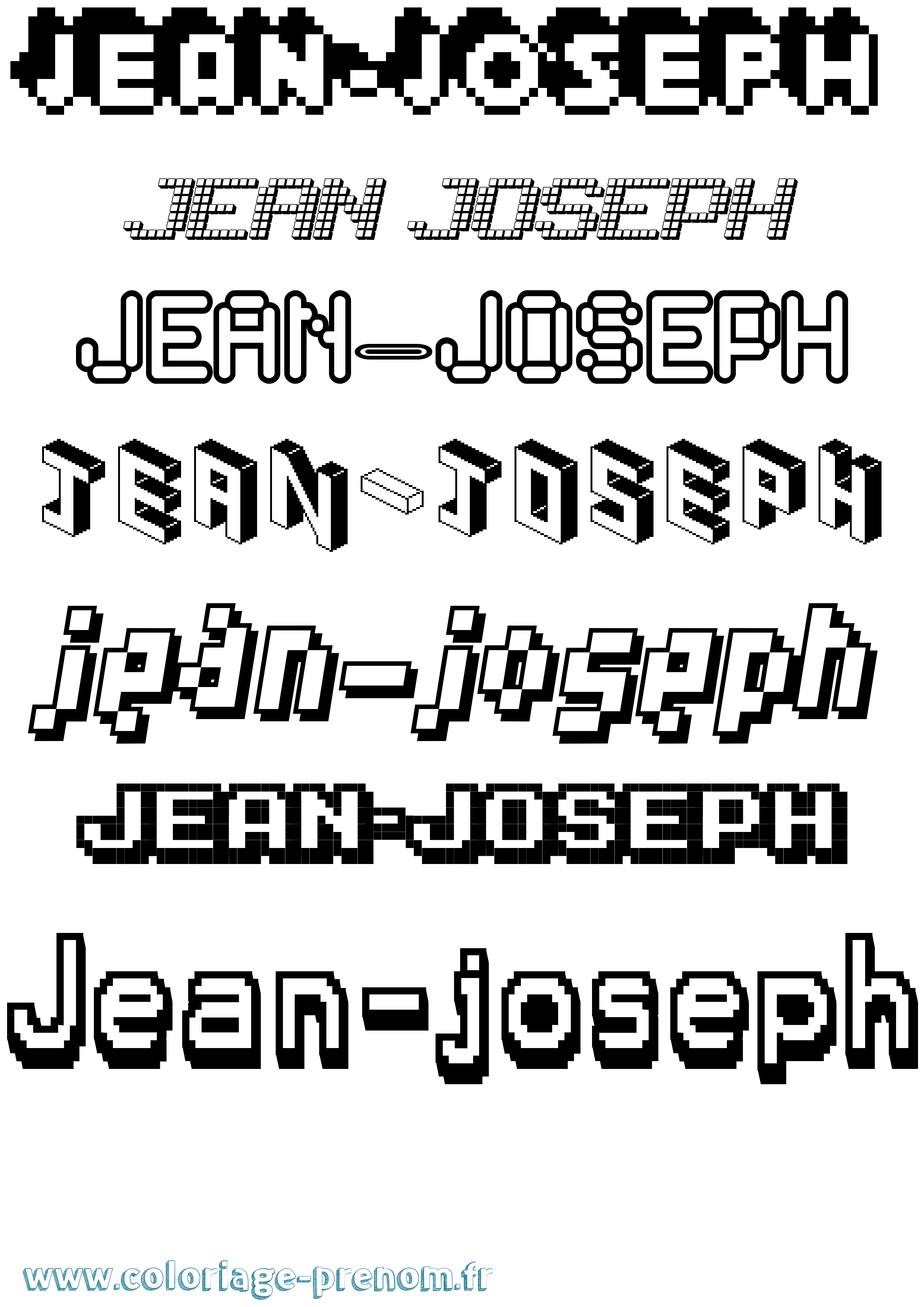 Coloriage Jean-Joseph Pixel Coloriage prénom Jean-Joseph Pixel