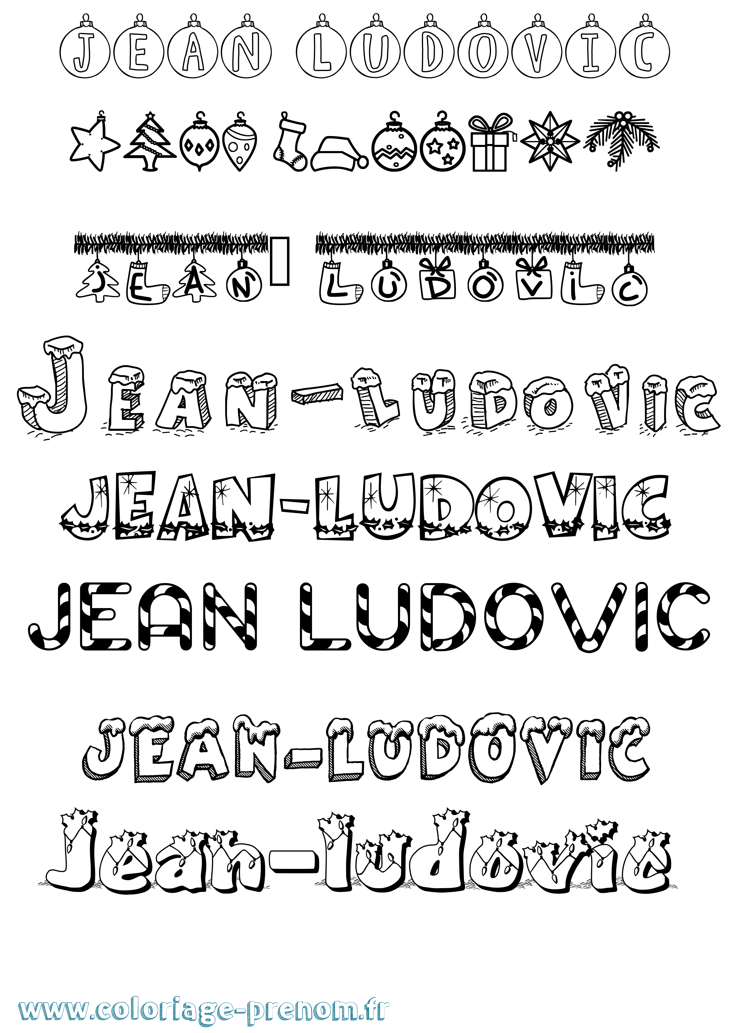 Coloriage prénom Jean-Ludovic Noël