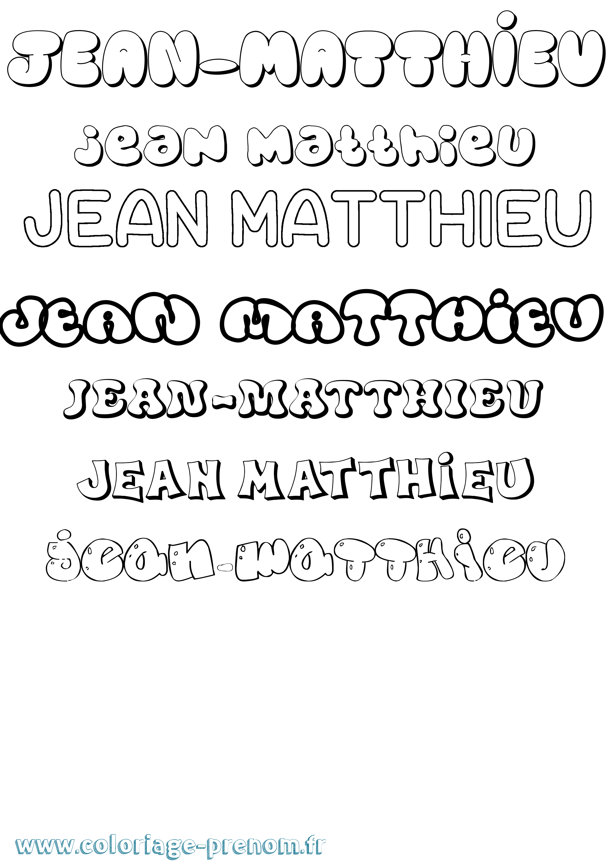 Coloriage prénom Jean-Matthieu Bubble