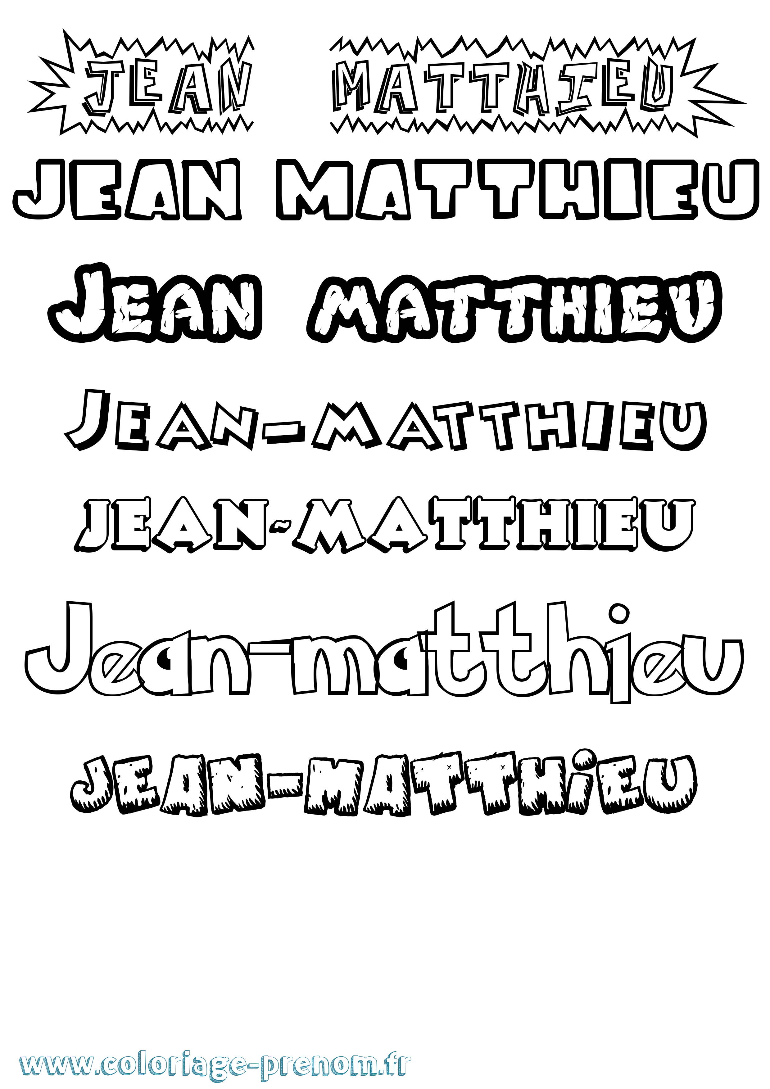 Coloriage prénom Jean-Matthieu Dessin Animé