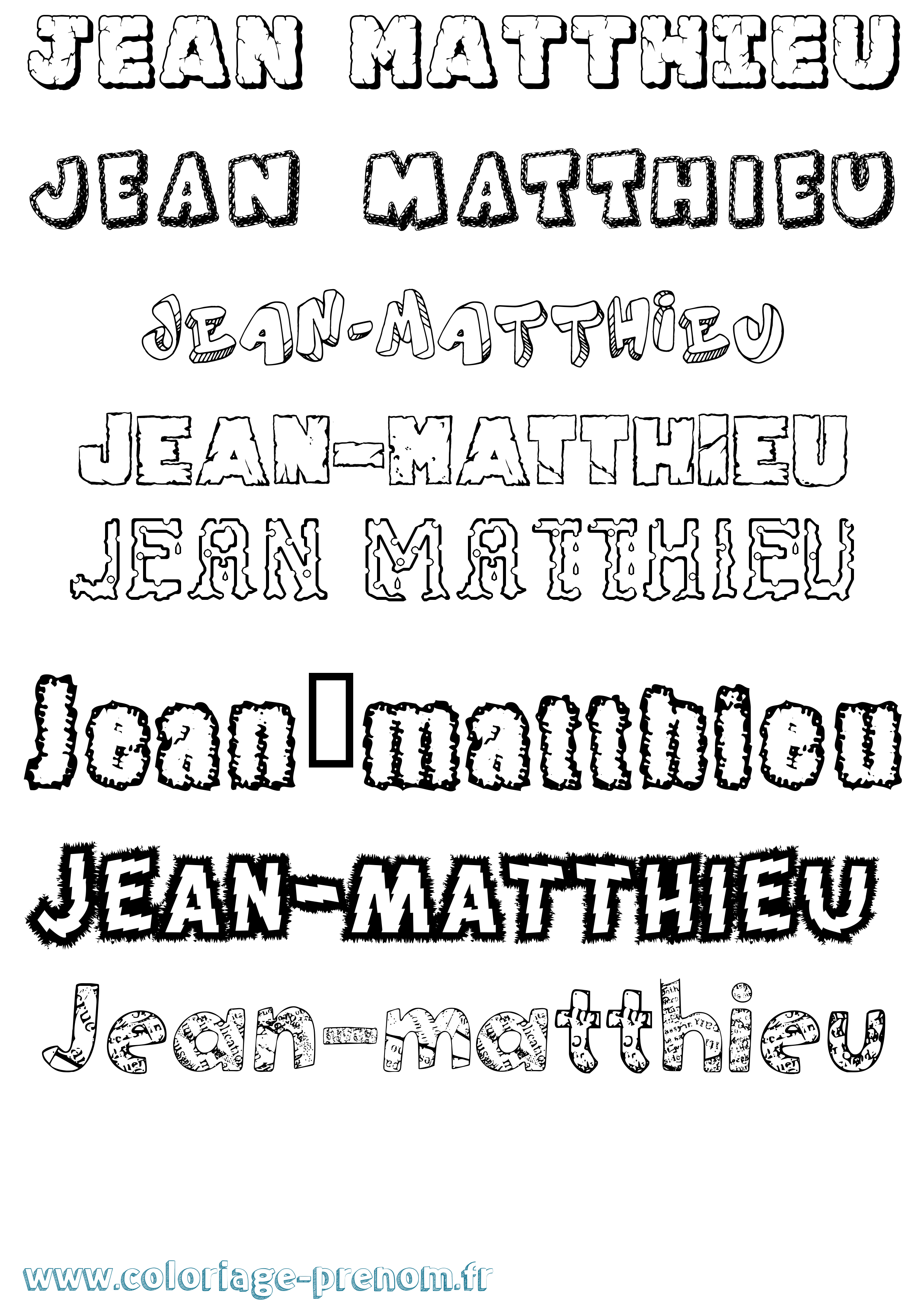 Coloriage prénom Jean-Matthieu Destructuré