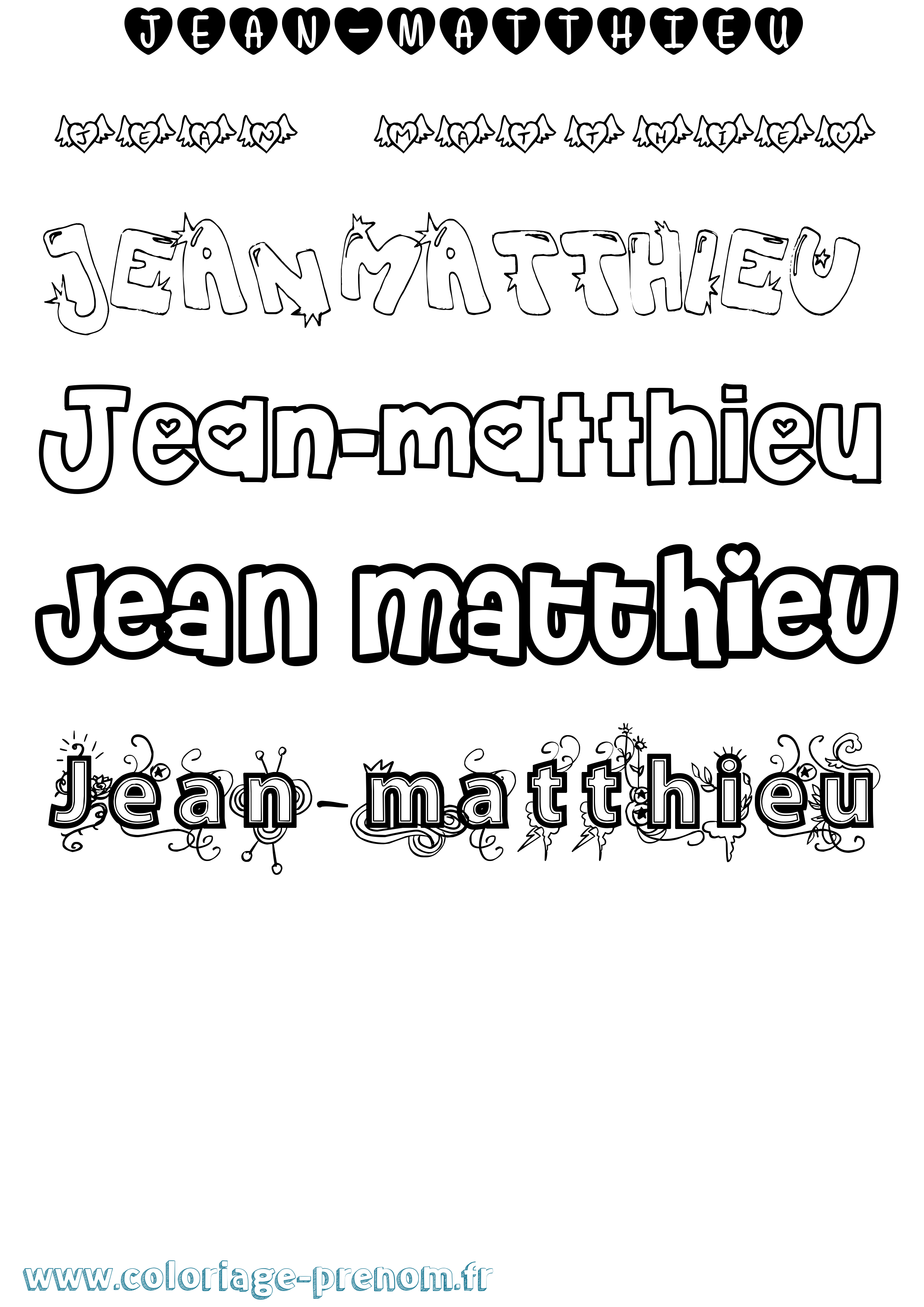 Coloriage prénom Jean-Matthieu Girly