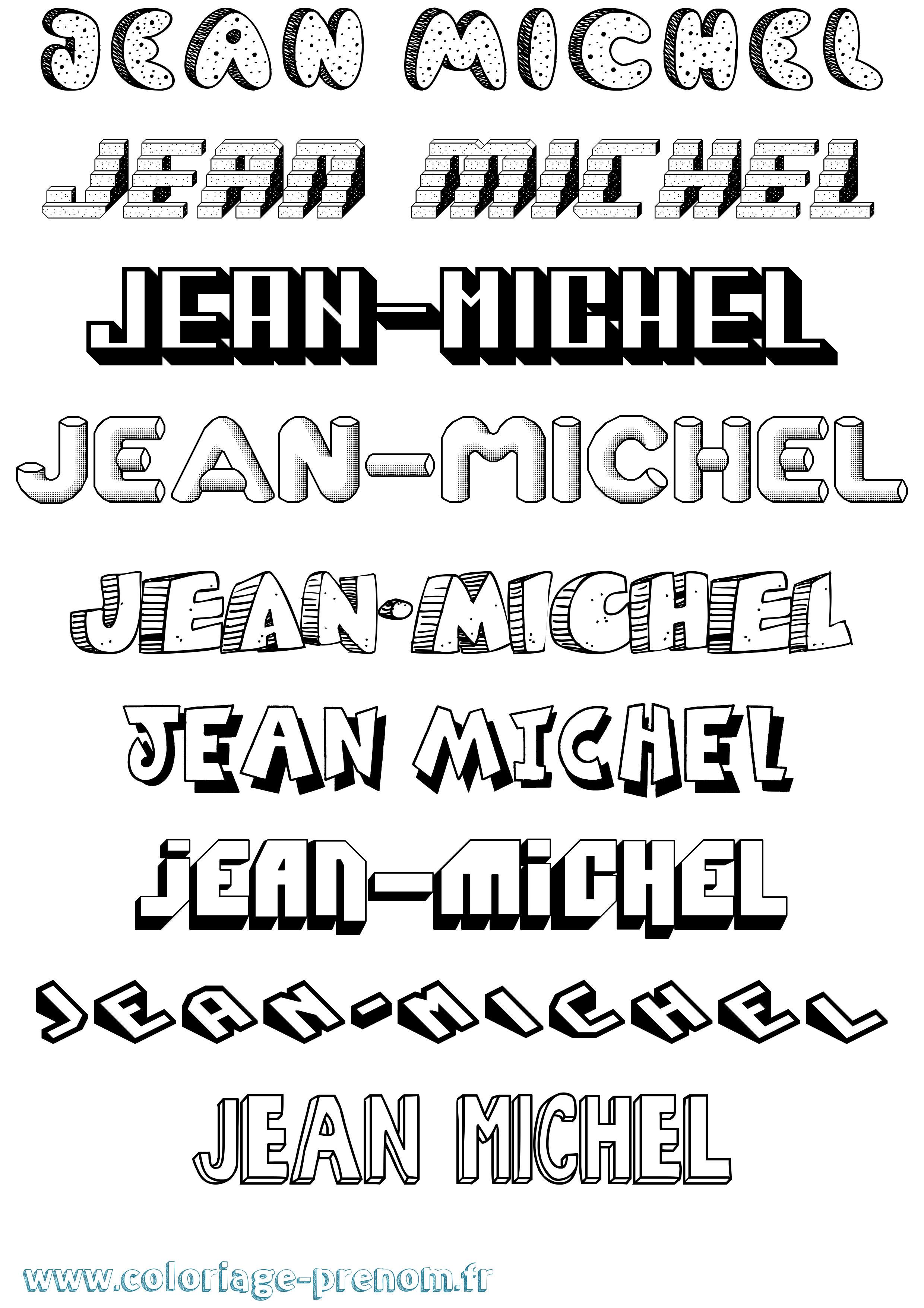 Coloriage prénom Jean-Michel Effet 3D