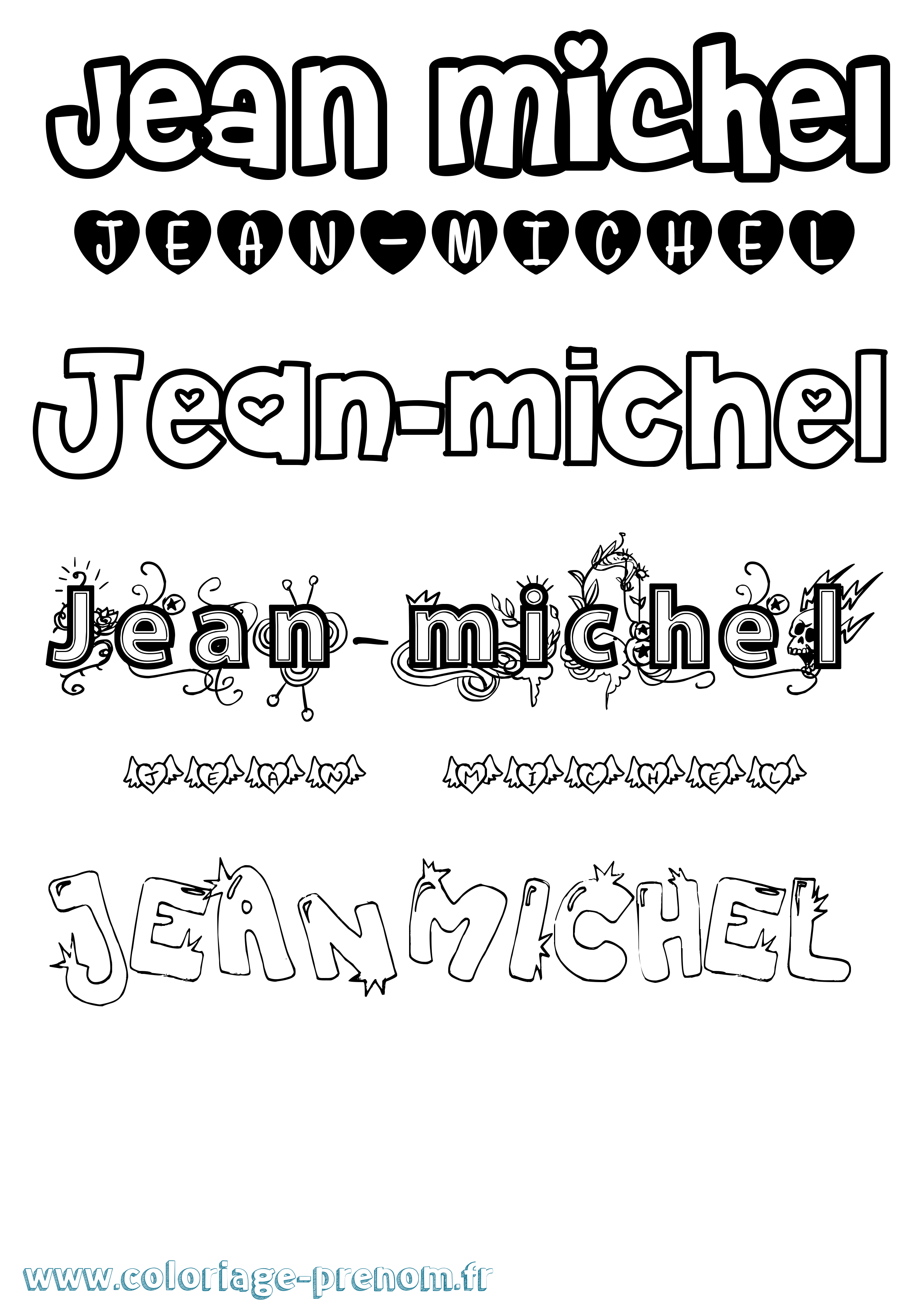 Coloriage prénom Jean-Michel Girly