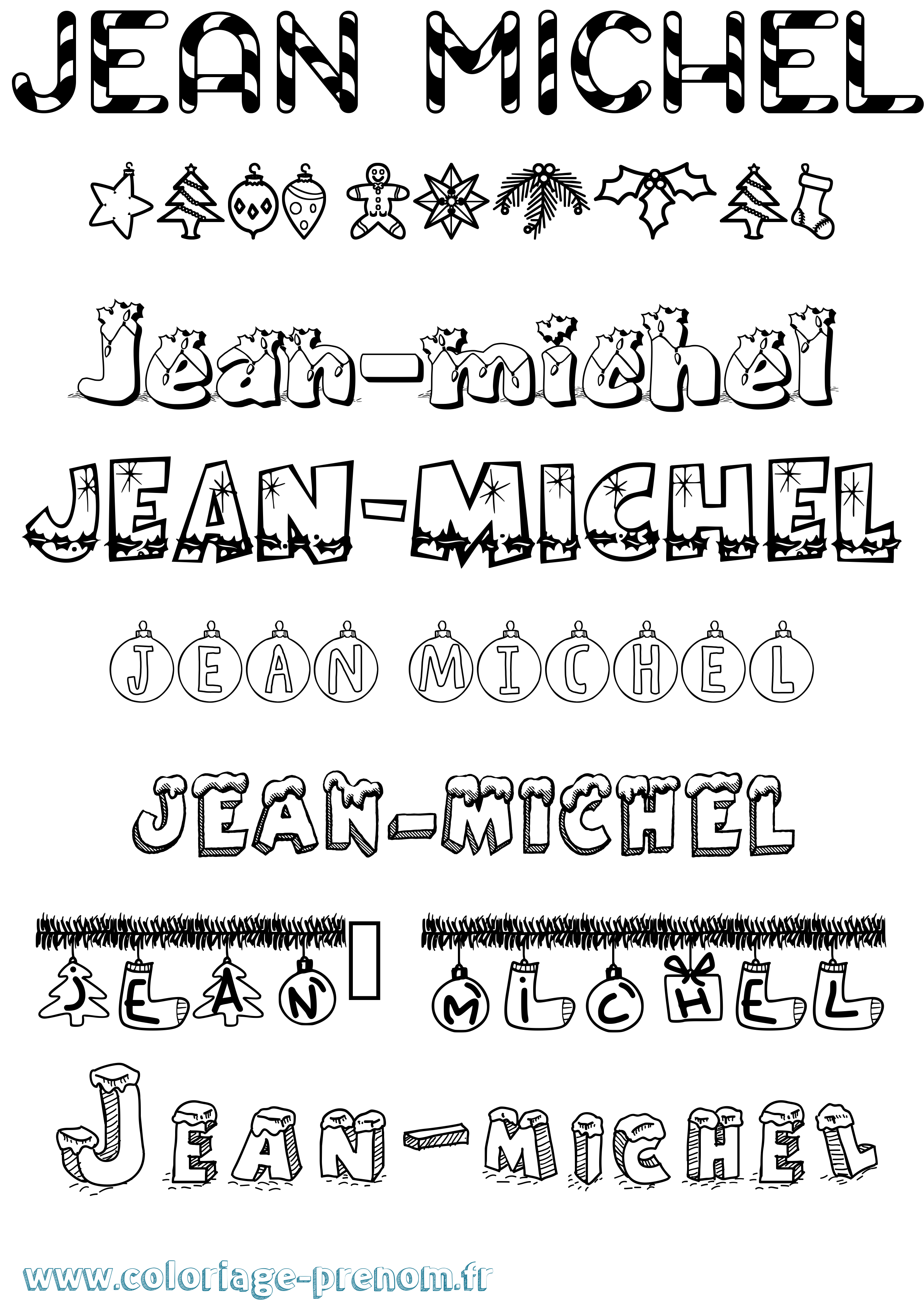 Coloriage prénom Jean-Michel Noël