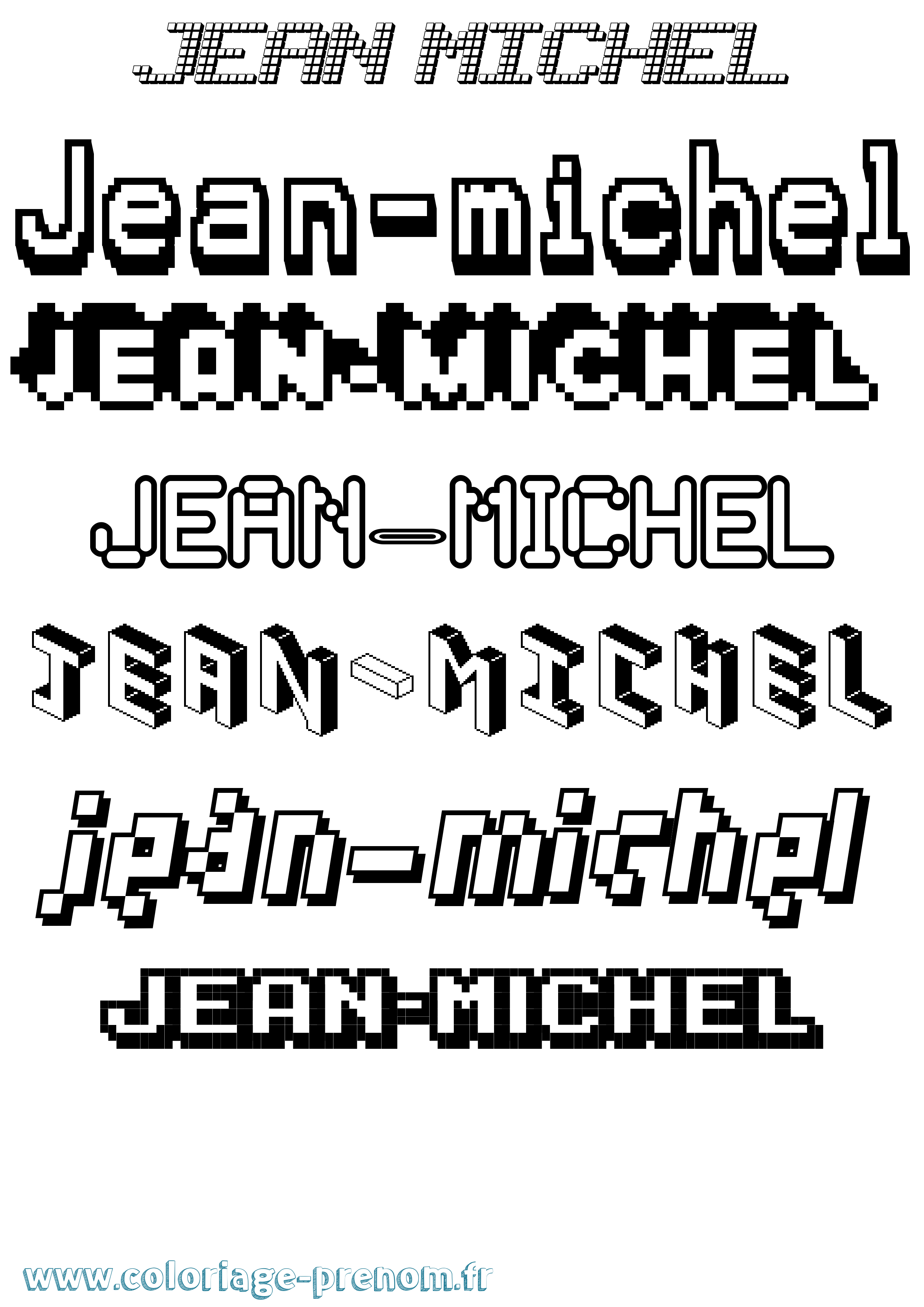 Coloriage prénom Jean-Michel Pixel