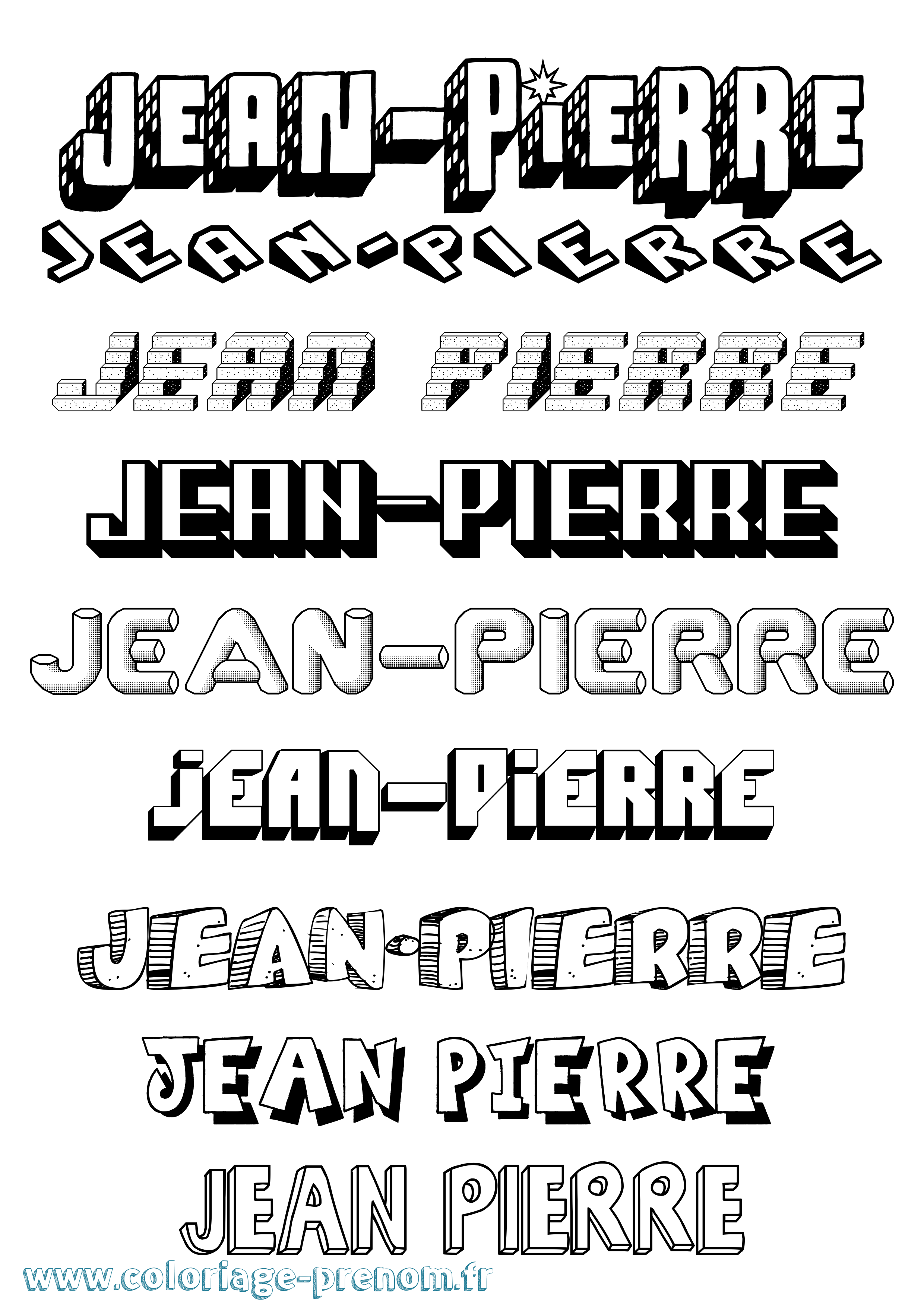 Coloriage prénom Jean-Pierre Effet 3D