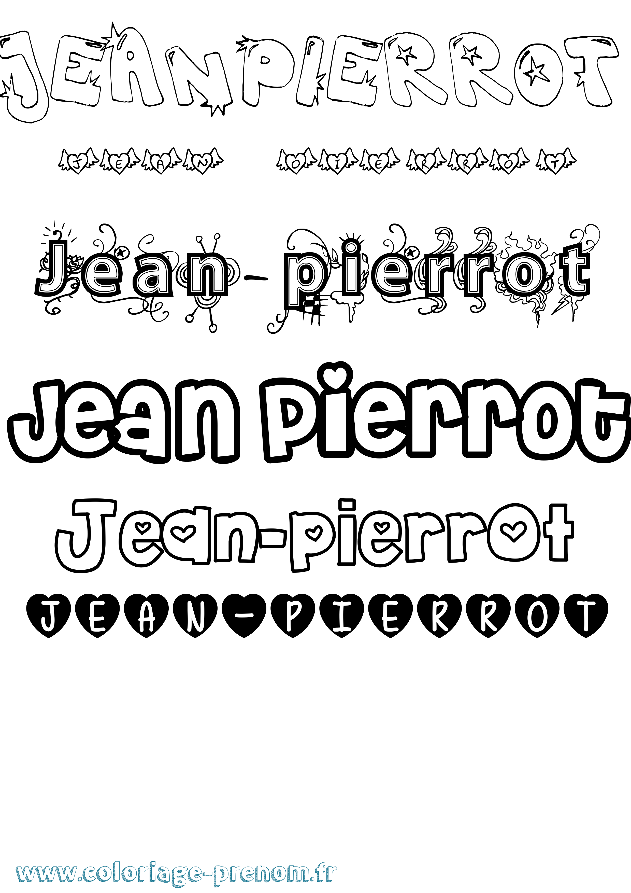 Coloriage prénom Jean-Pierrot Girly