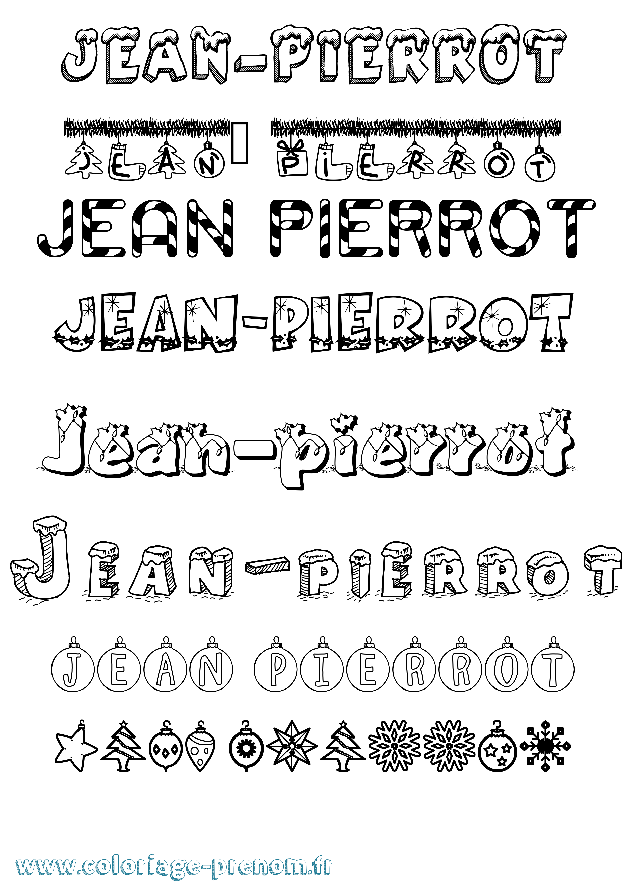 Coloriage prénom Jean-Pierrot Noël
