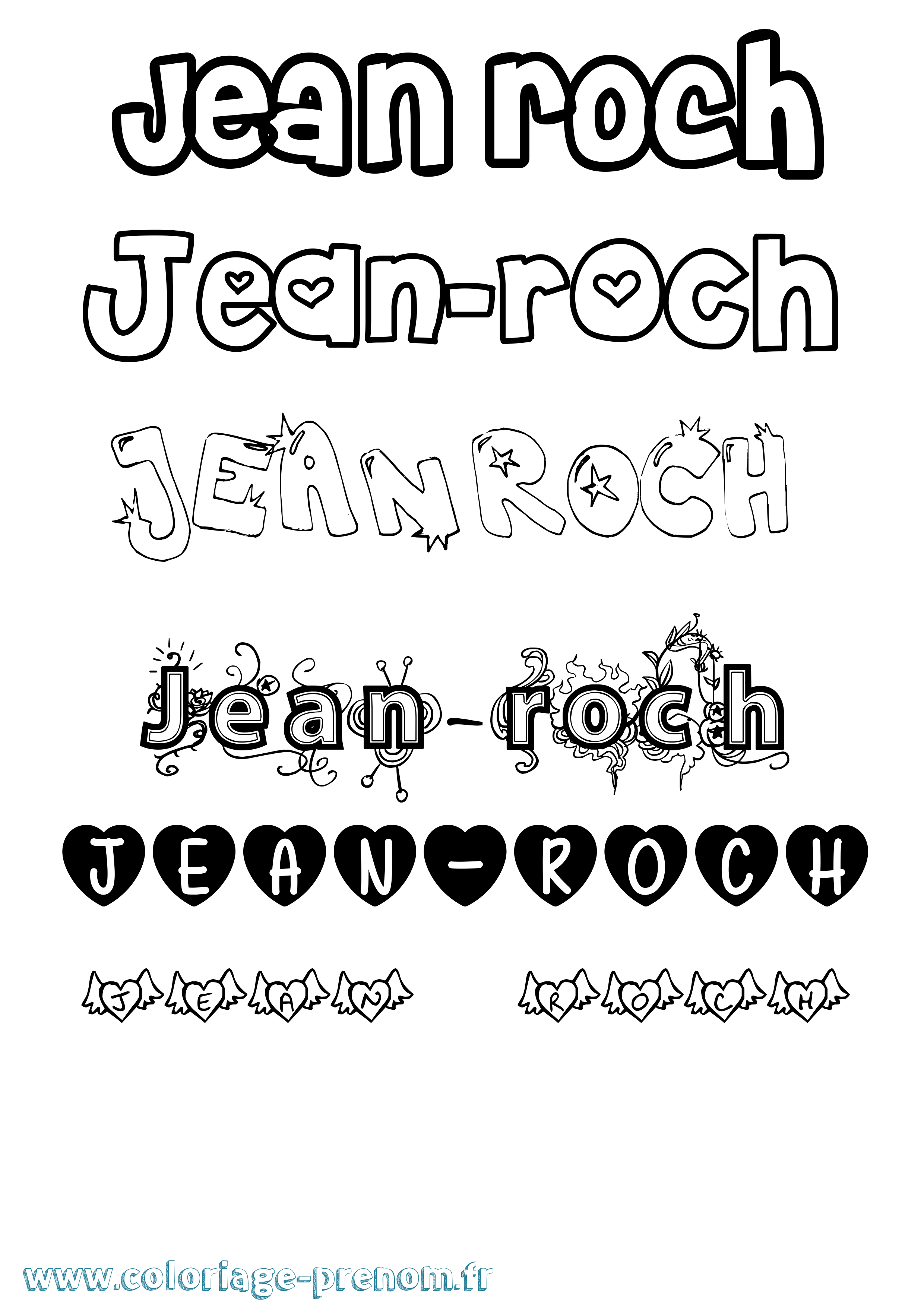 Coloriage prénom Jean-Roch Girly