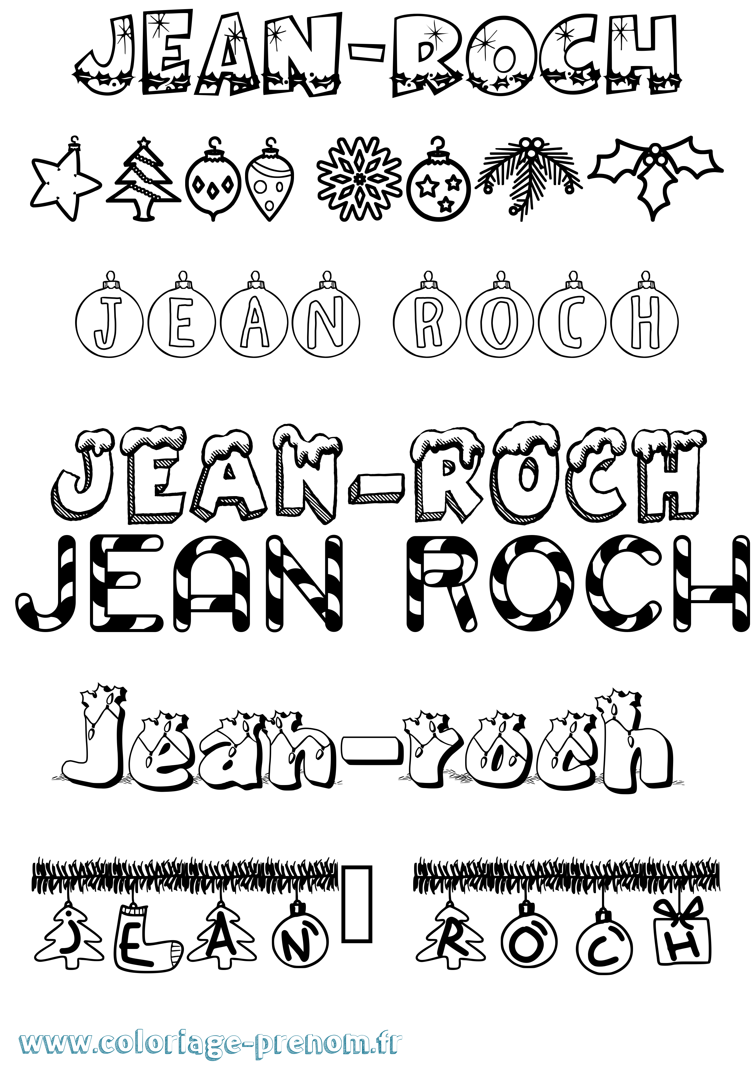 Coloriage prénom Jean-Roch Noël
