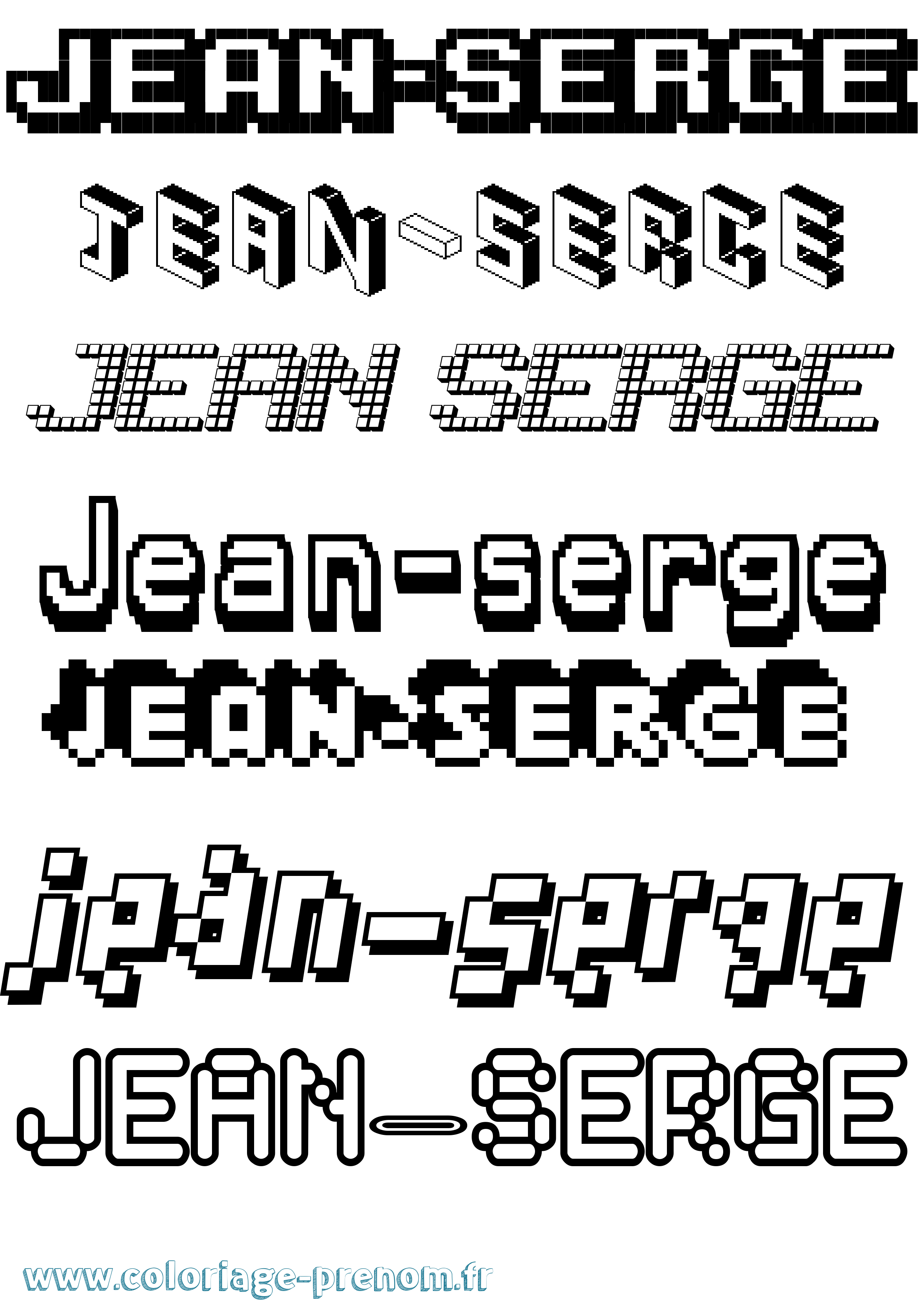 Coloriage prénom Jean-Serge Pixel