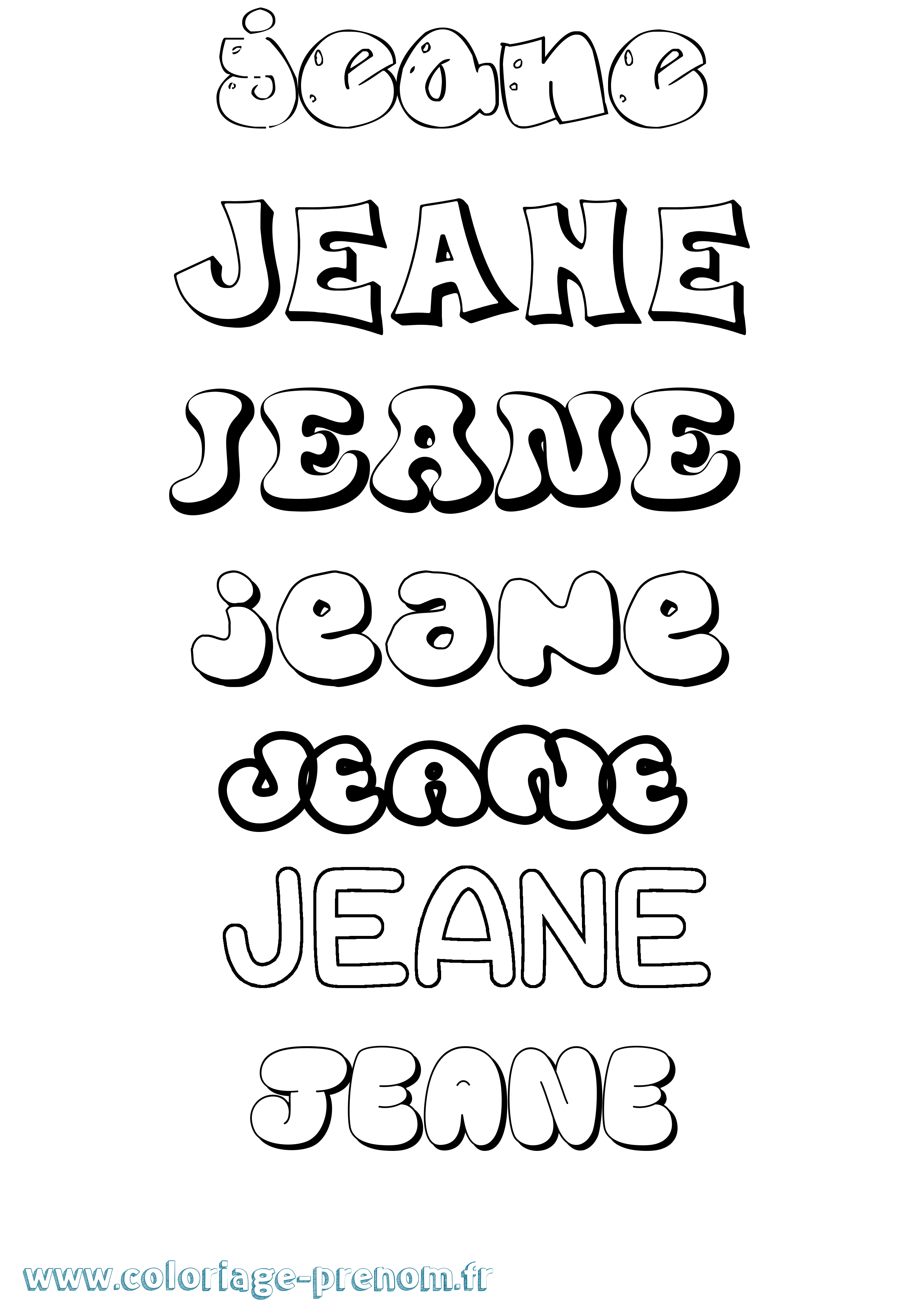 Coloriage prénom Jeane Bubble