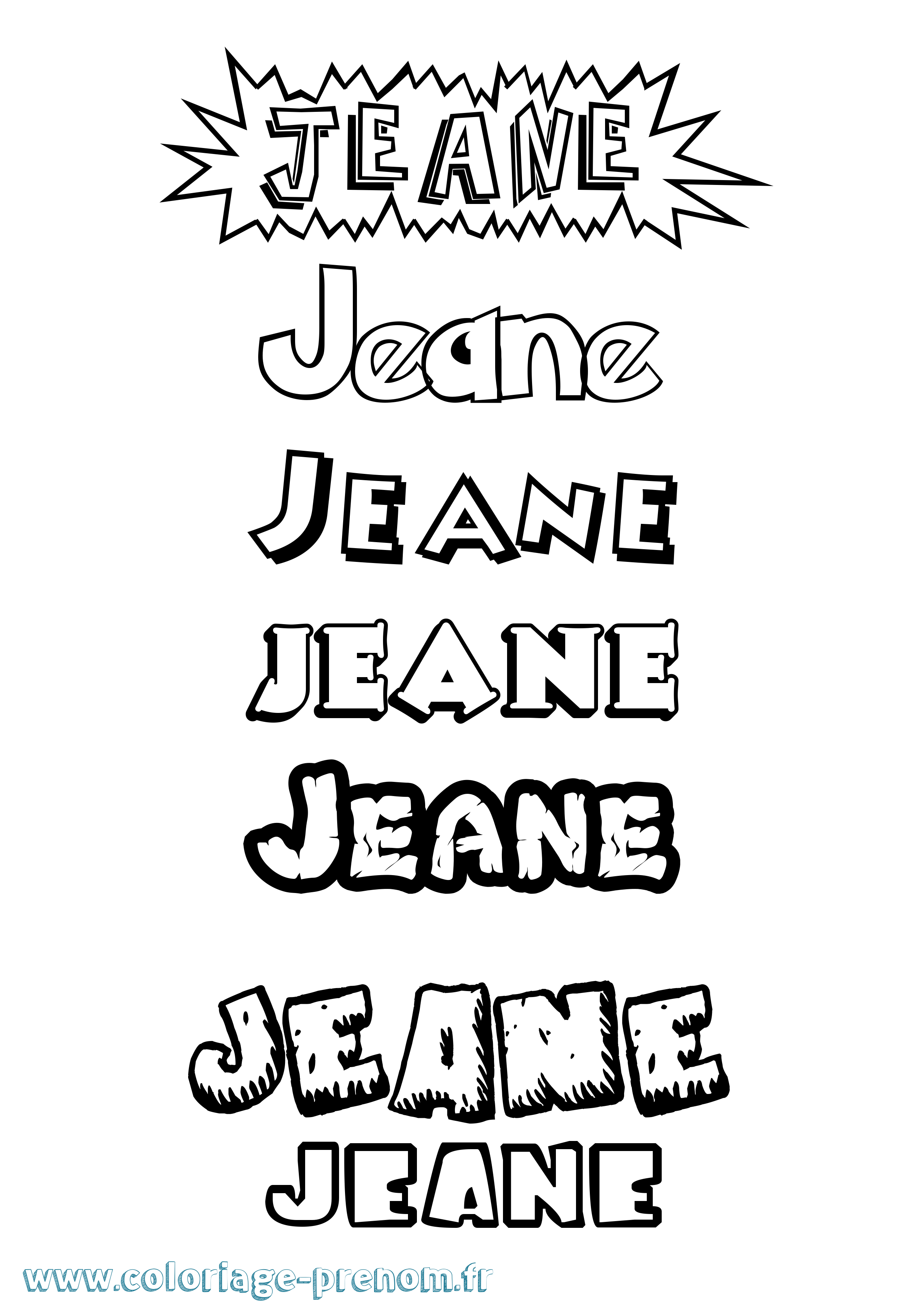 Coloriage prénom Jeane Dessin Animé