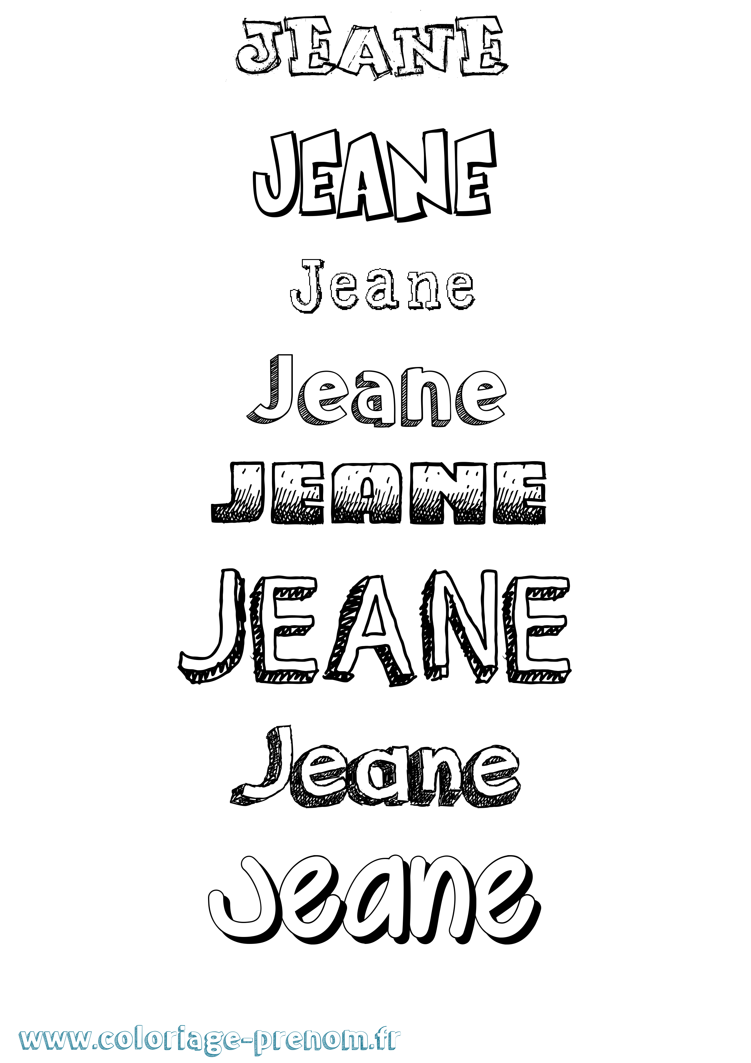 Coloriage prénom Jeane Dessiné