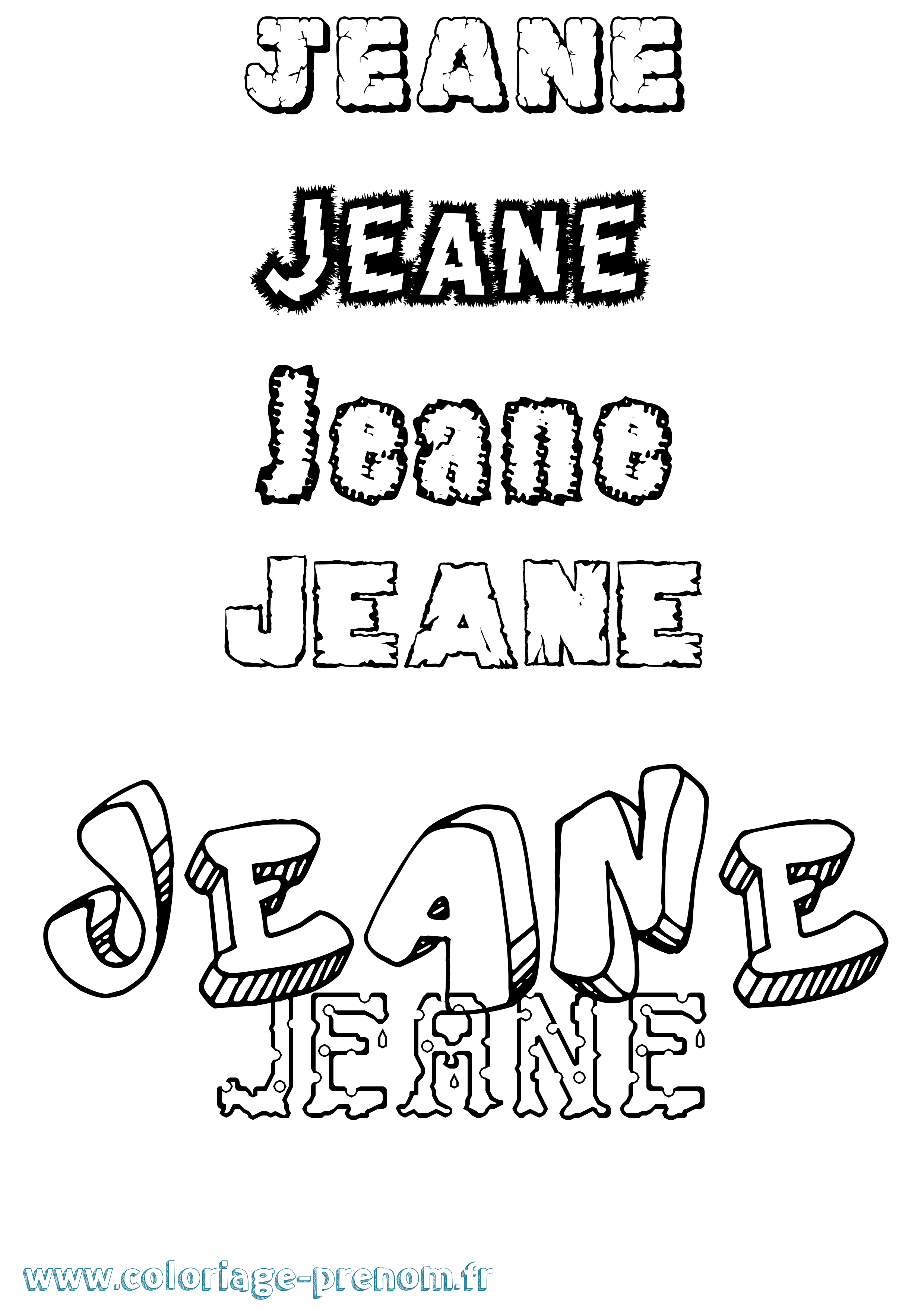 Coloriage prénom Jeane Destructuré