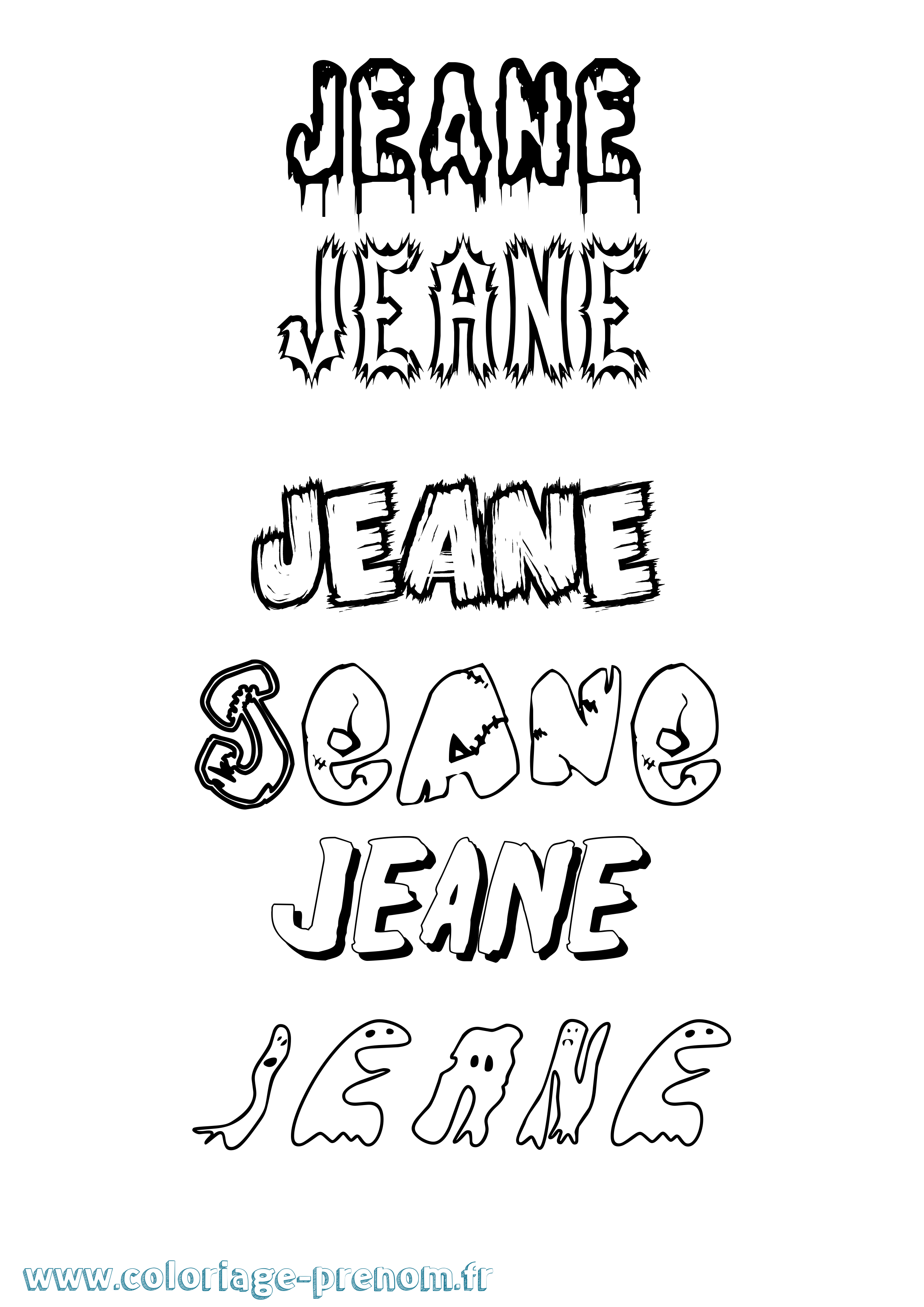 Coloriage prénom Jeane Frisson
