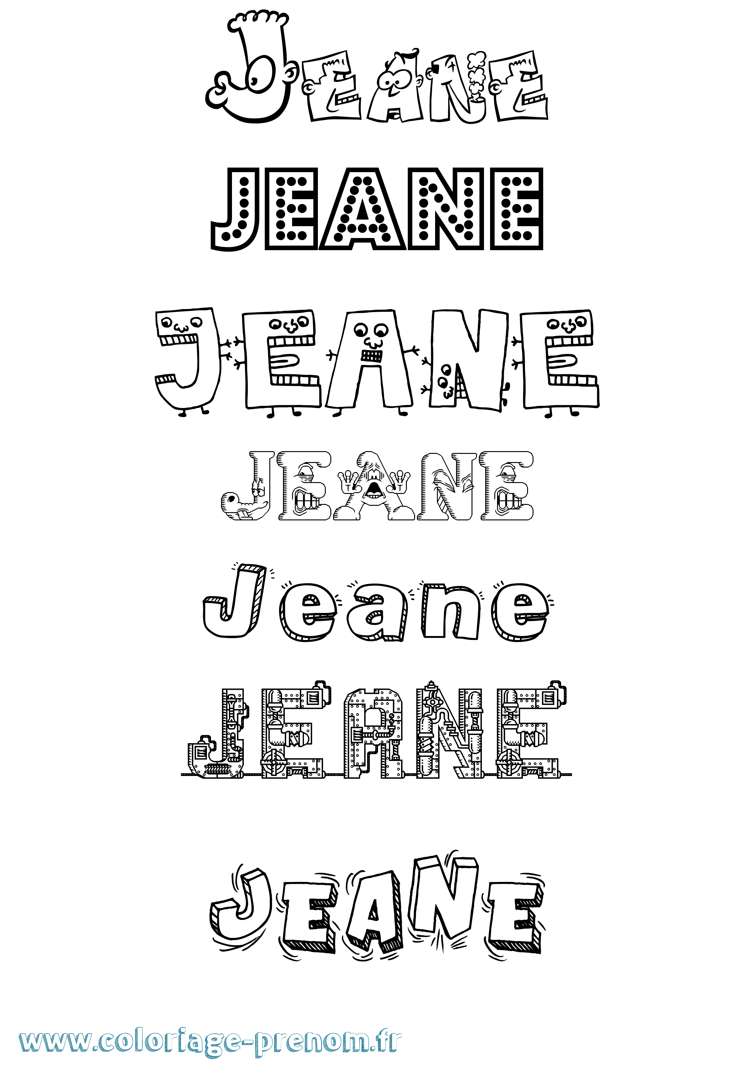 Coloriage prénom Jeane Fun