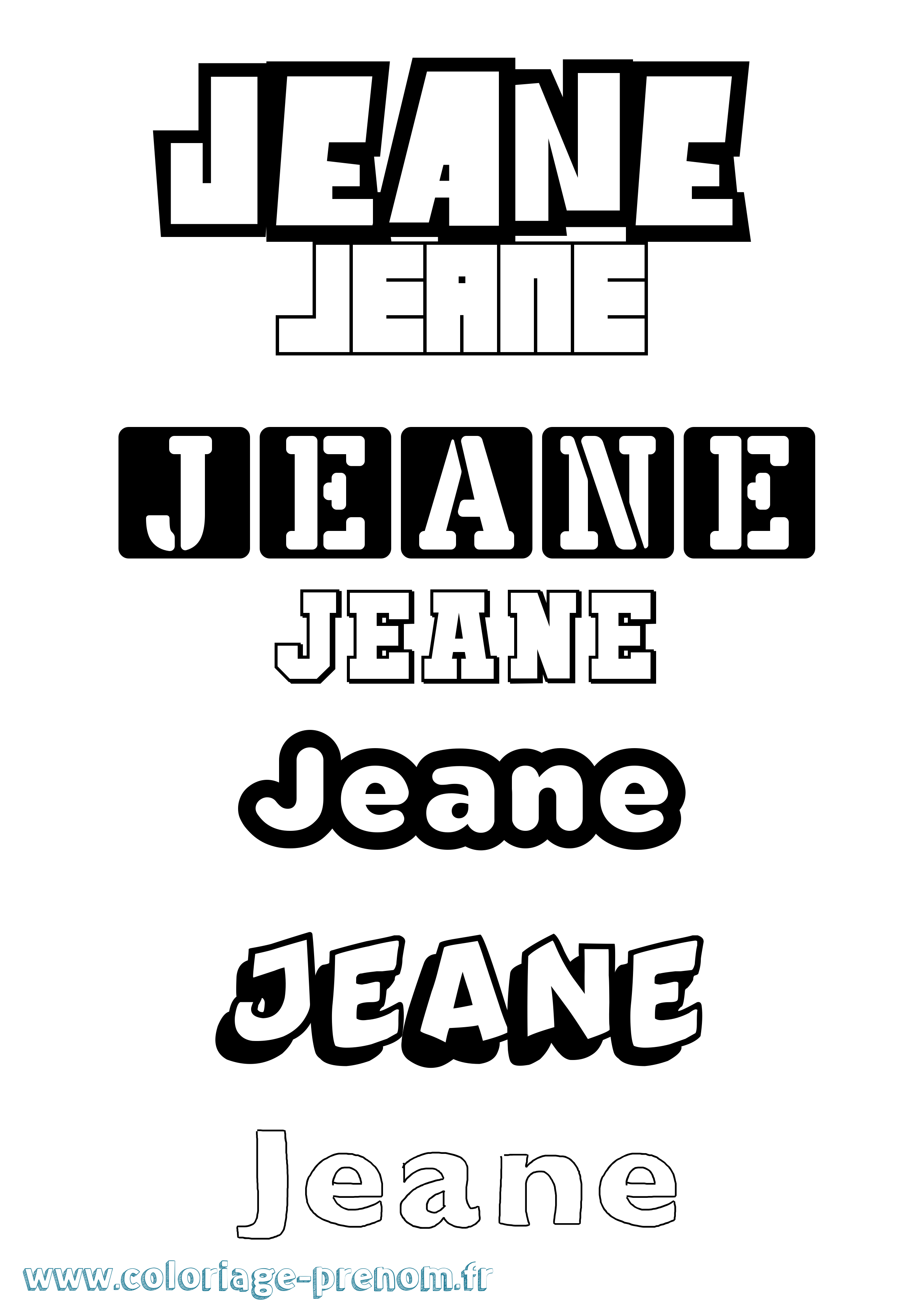 Coloriage prénom Jeane Simple