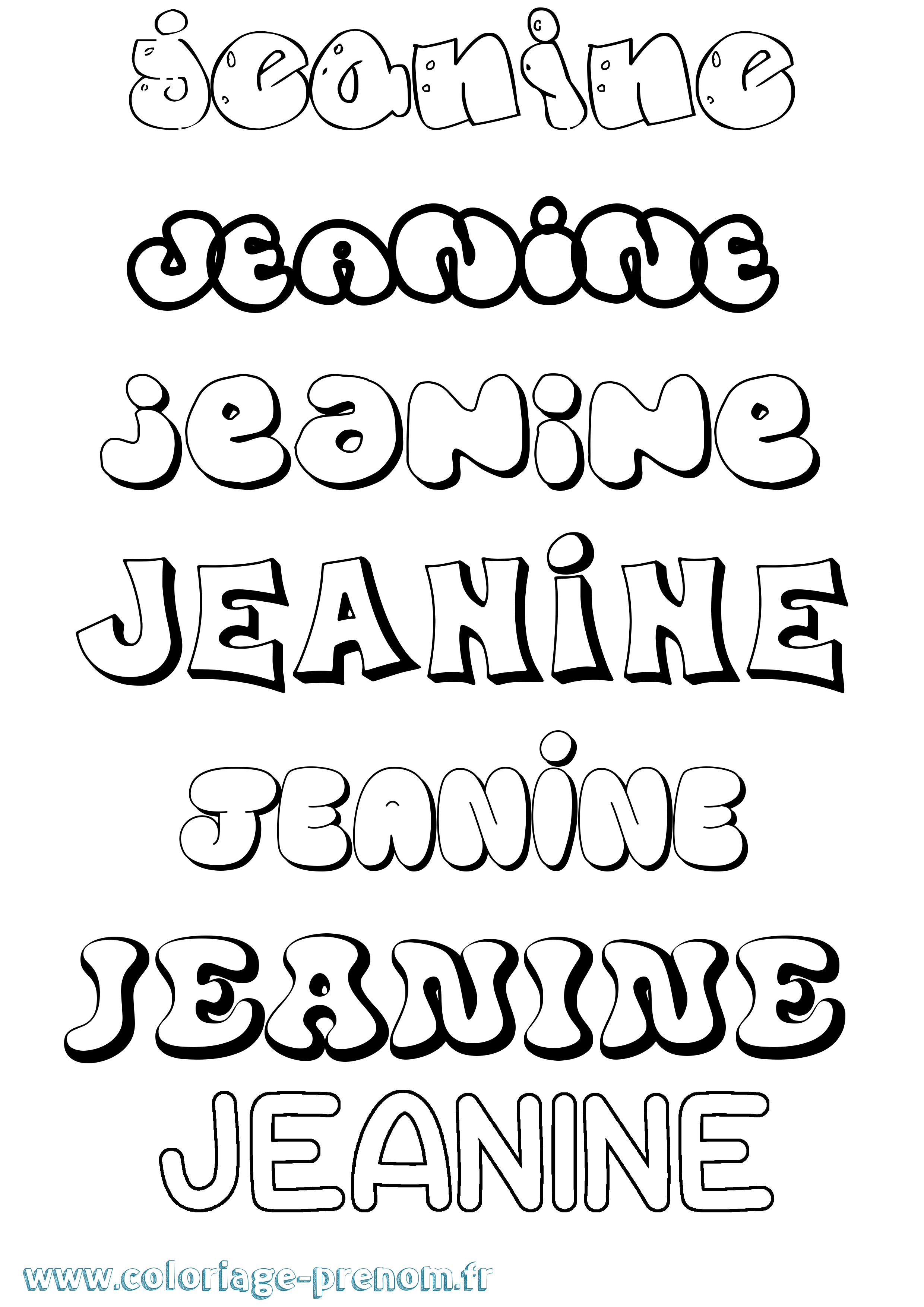 Coloriage prénom Jeanine Bubble