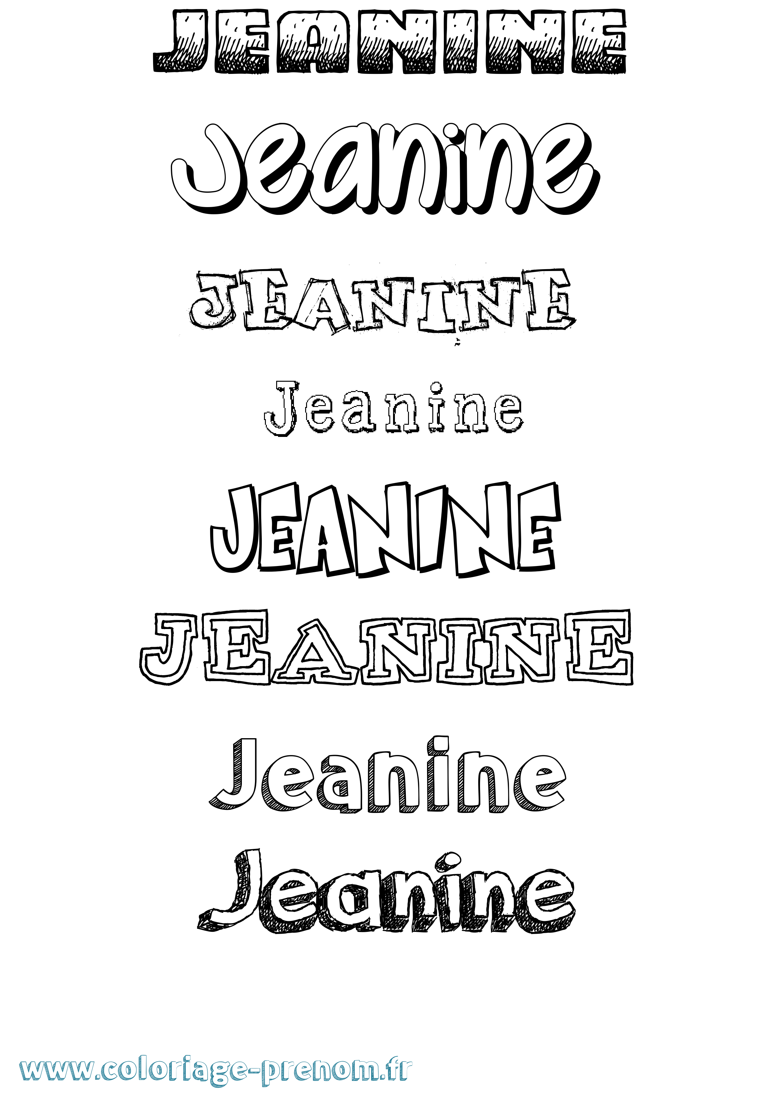 Coloriage prénom Jeanine Dessiné