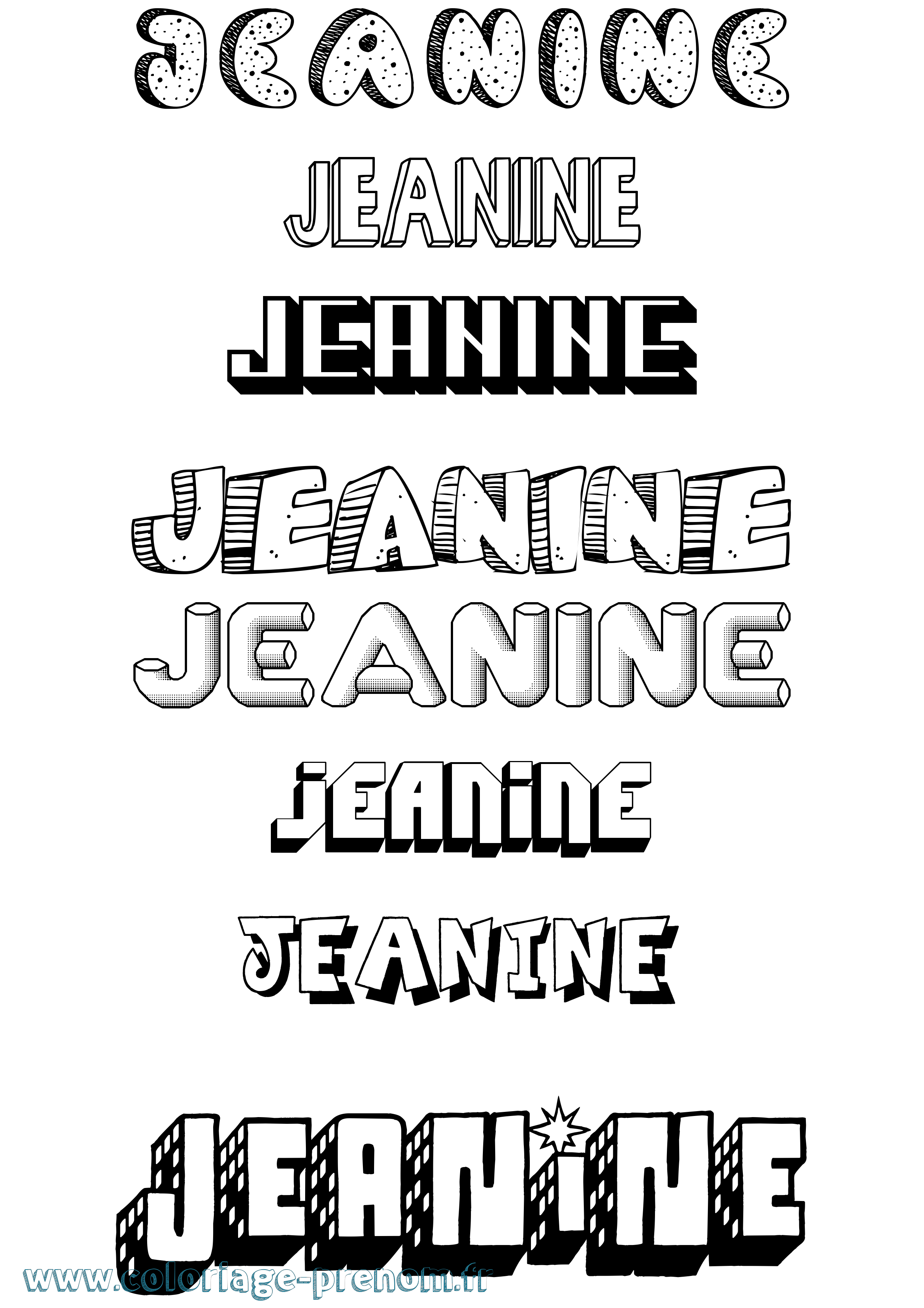 Coloriage prénom Jeanine Effet 3D