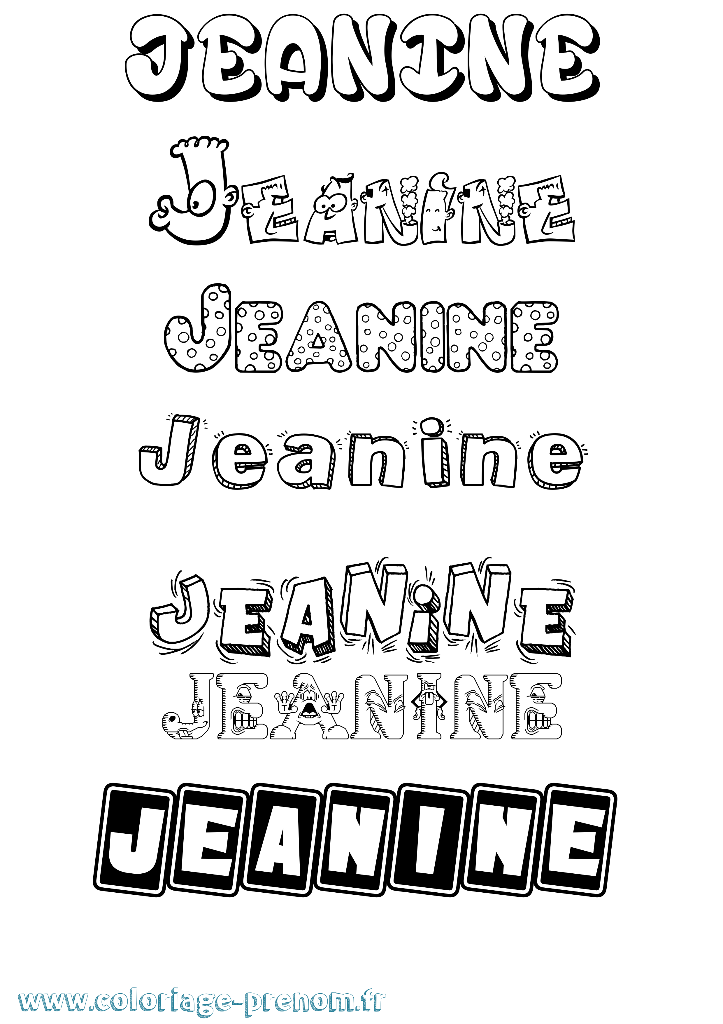 Coloriage prénom Jeanine Fun
