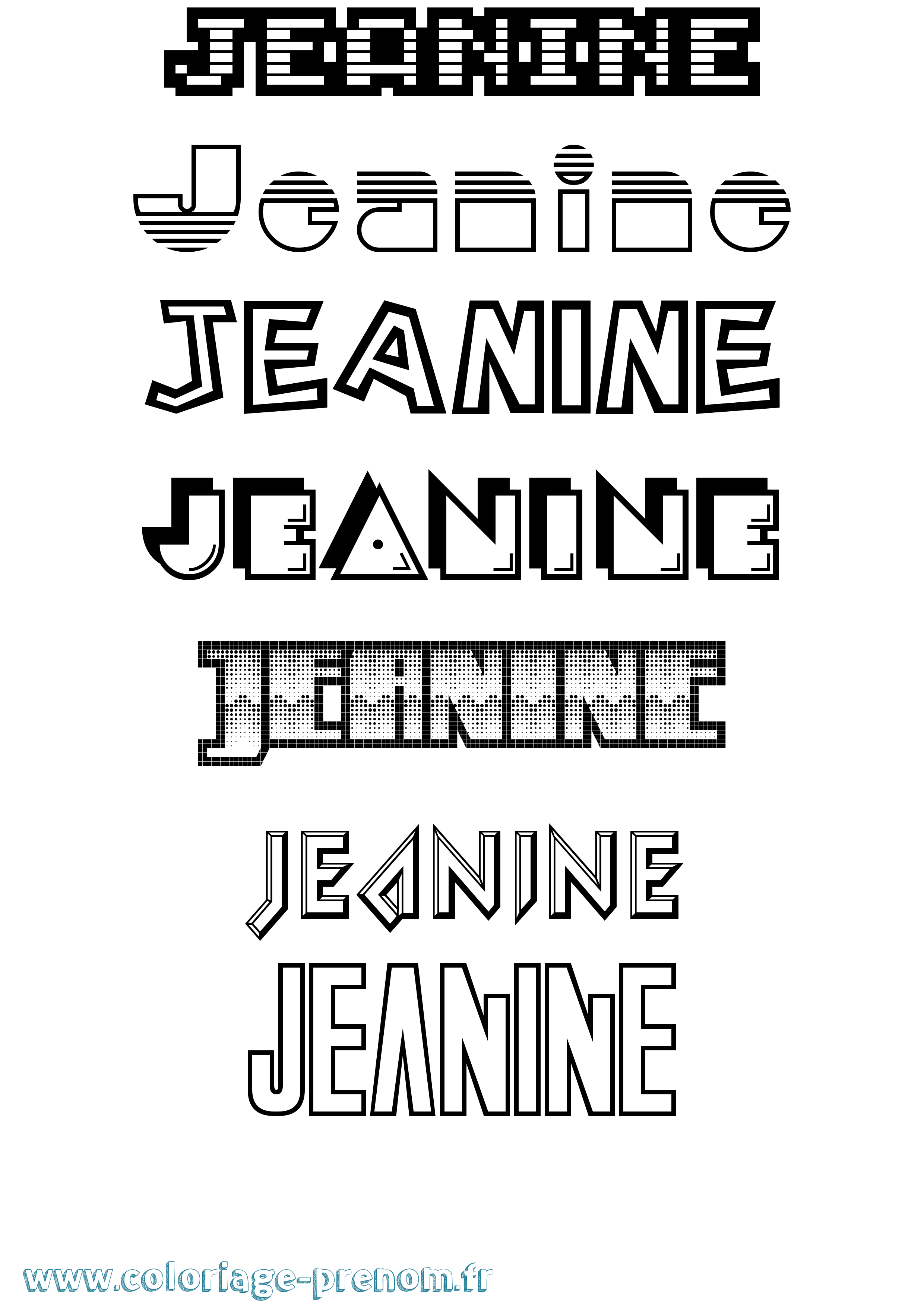Coloriage prénom Jeanine Jeux Vidéos