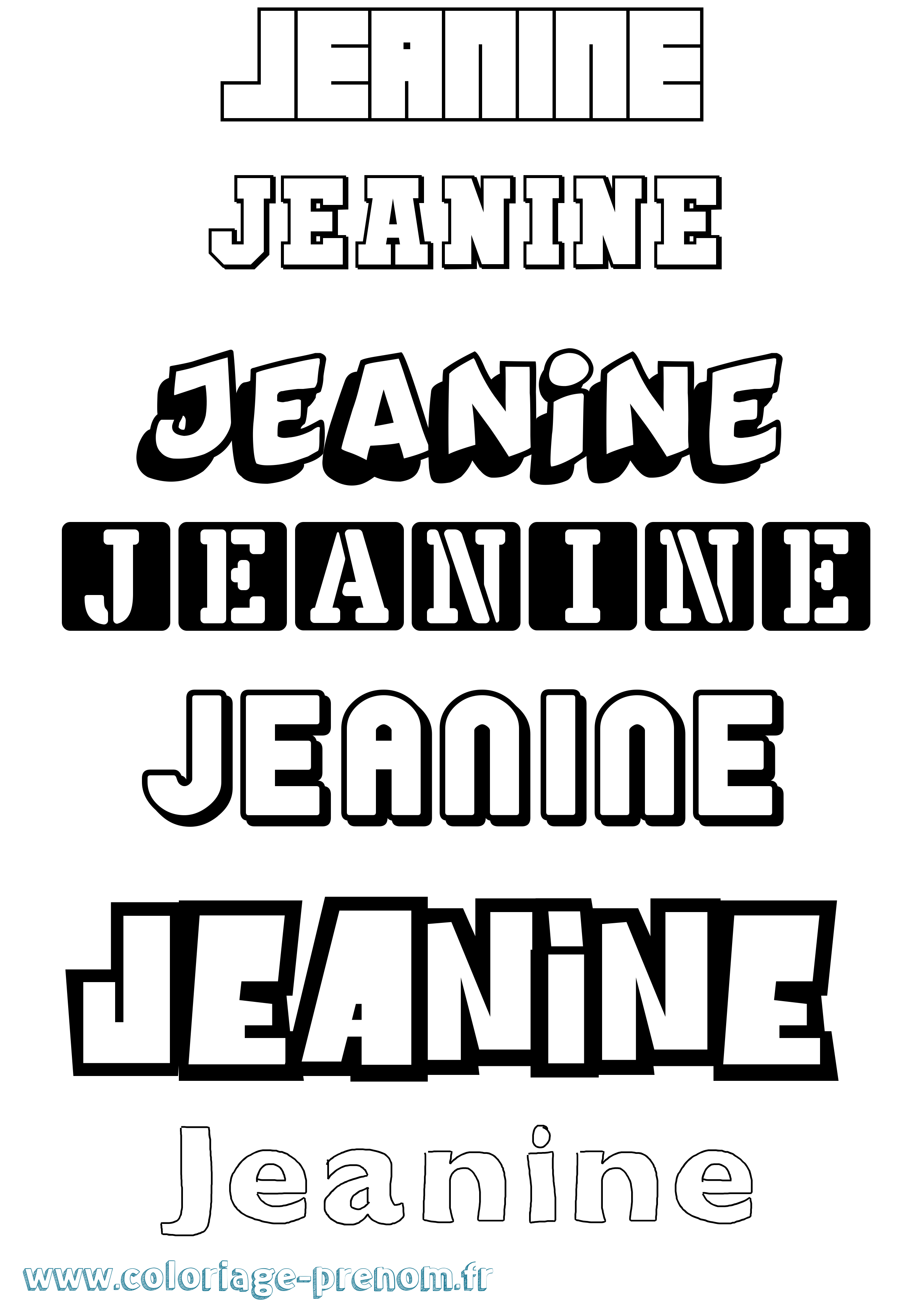Coloriage prénom Jeanine Simple