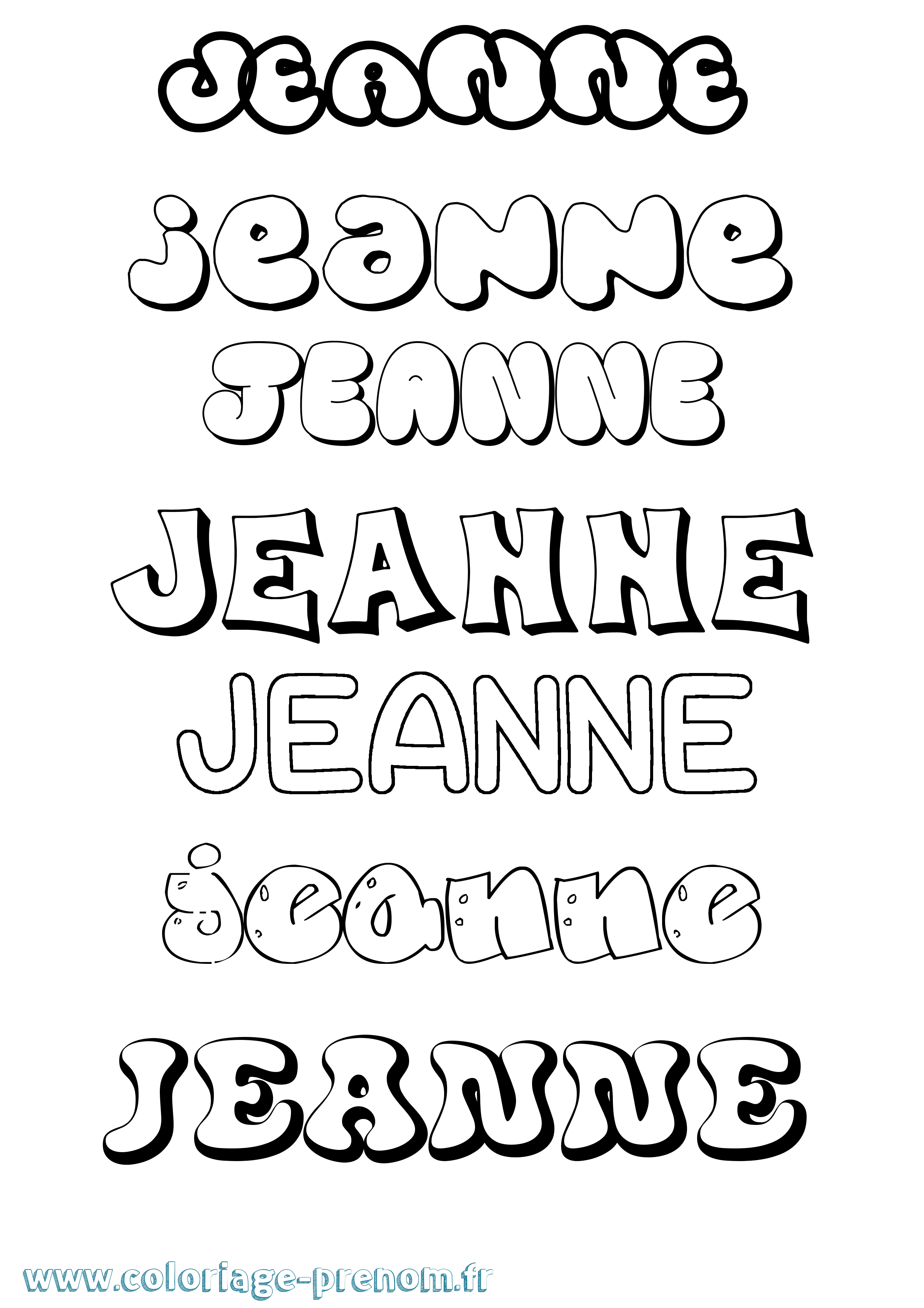 Coloriage prénom Jeanne Bubble