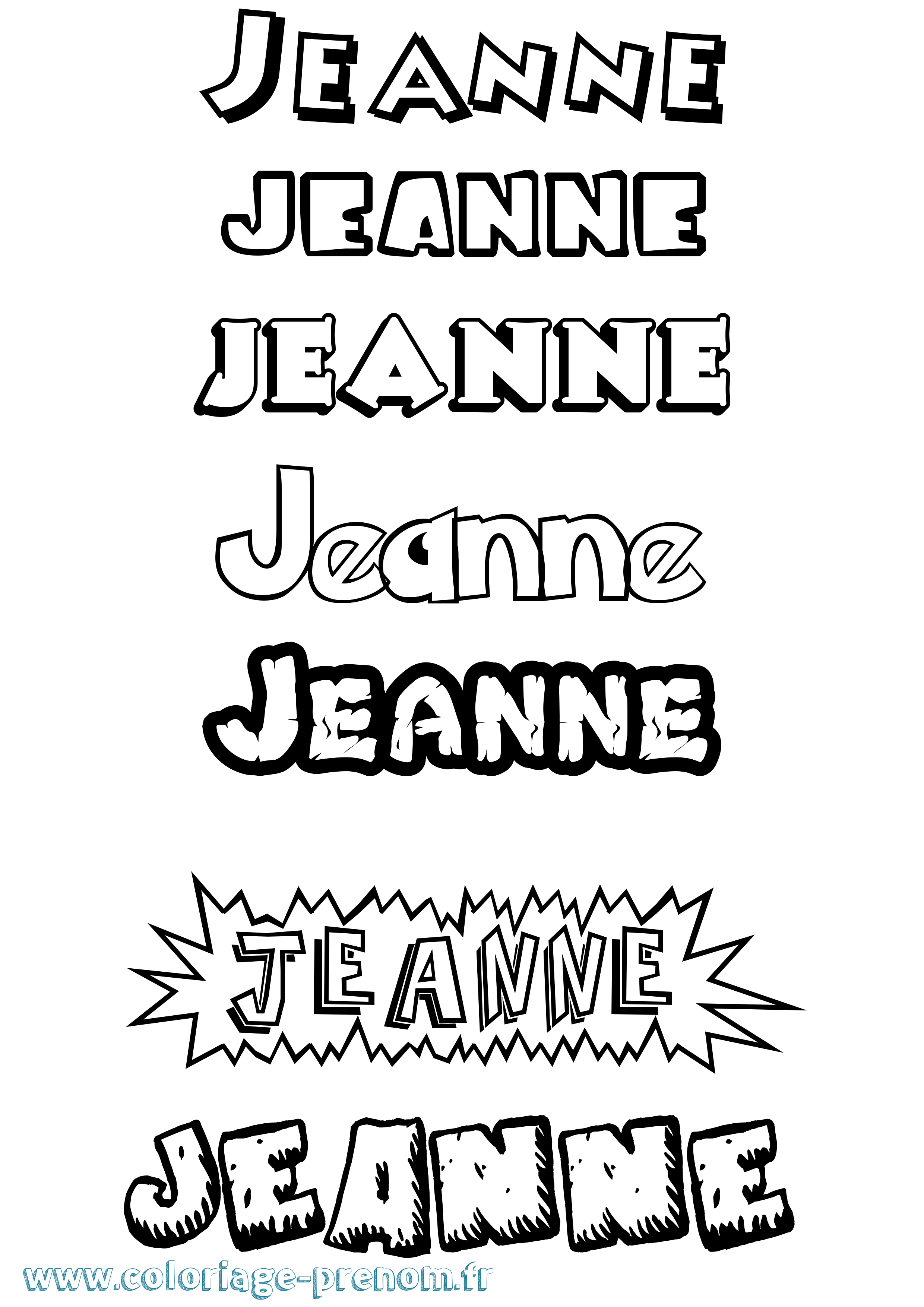 Coloriage prénom Jeanne Dessin Animé