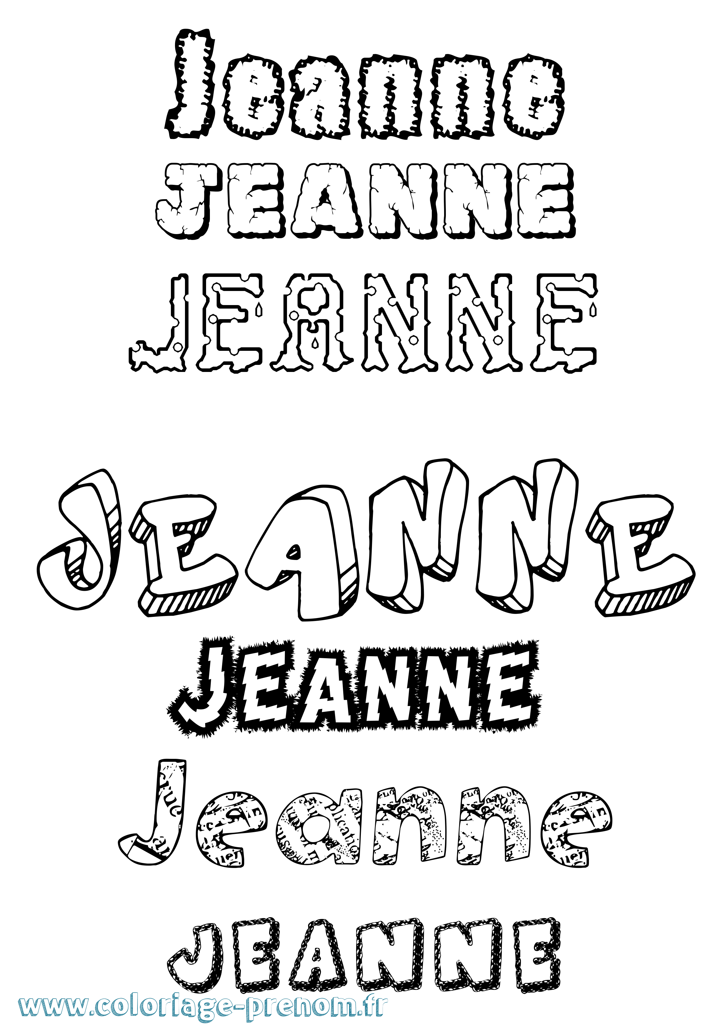 Coloriage prénom Jeanne Destructuré