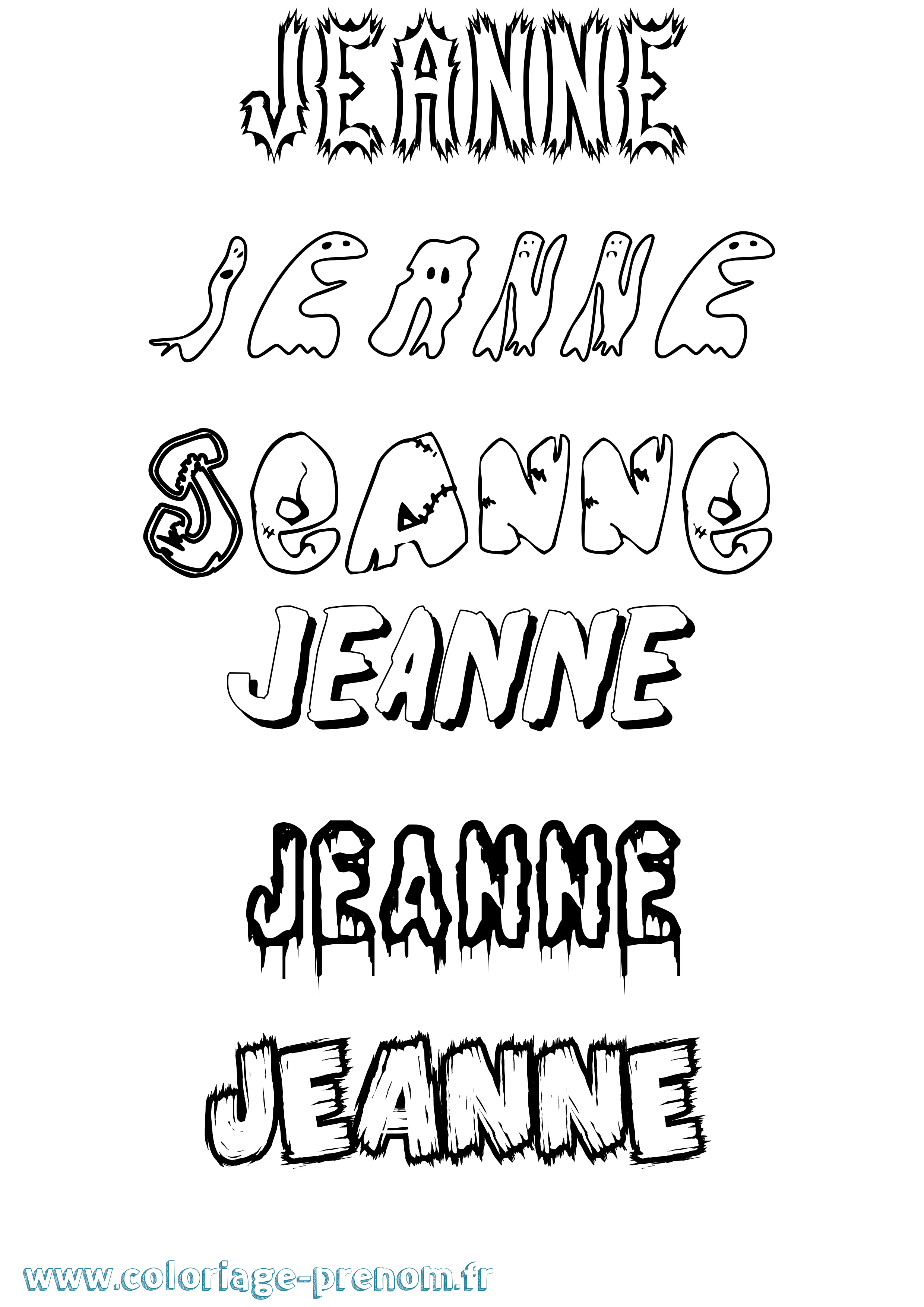 Coloriage prénom Jeanne Frisson