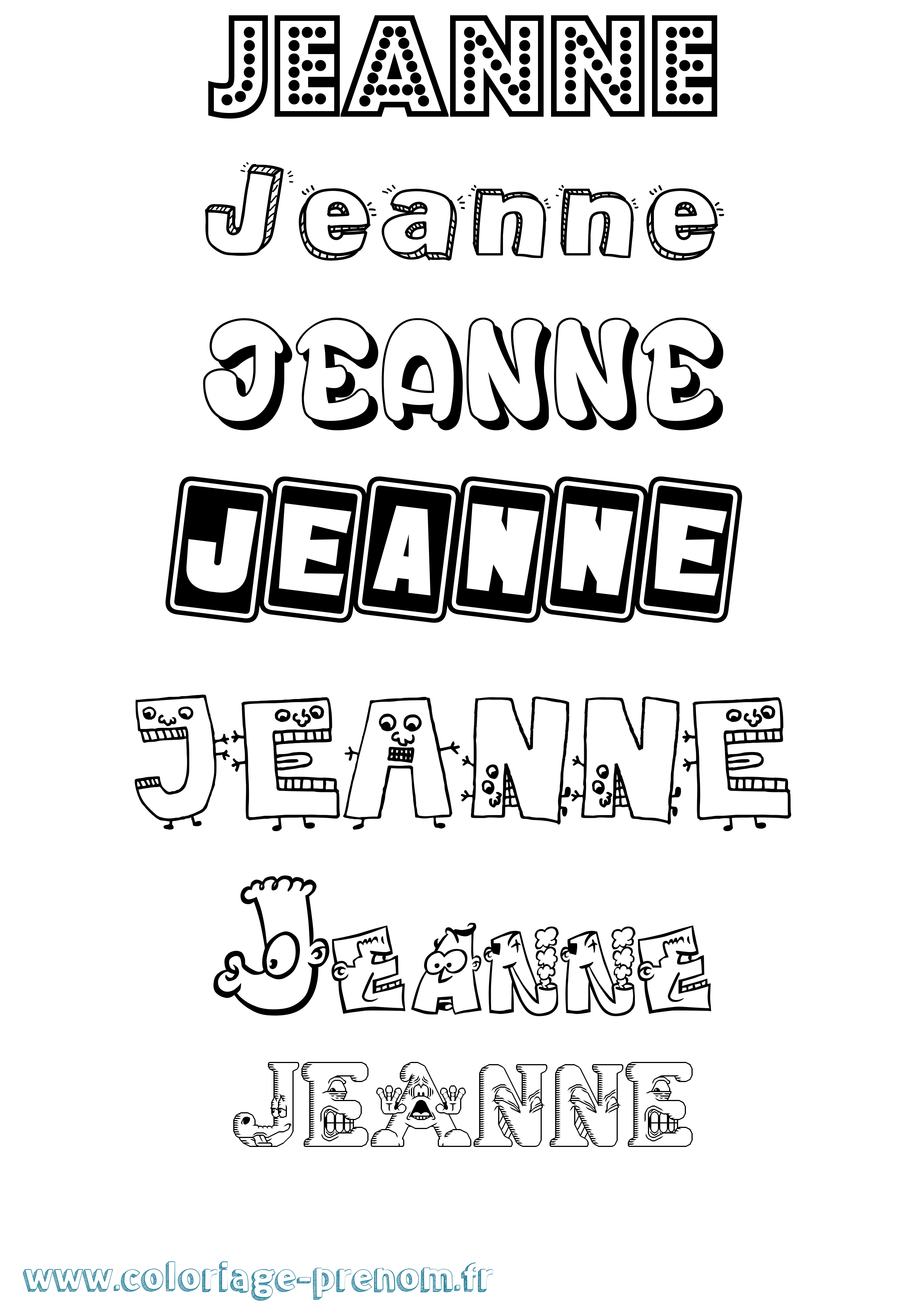 Coloriage prénom Jeanne Fun