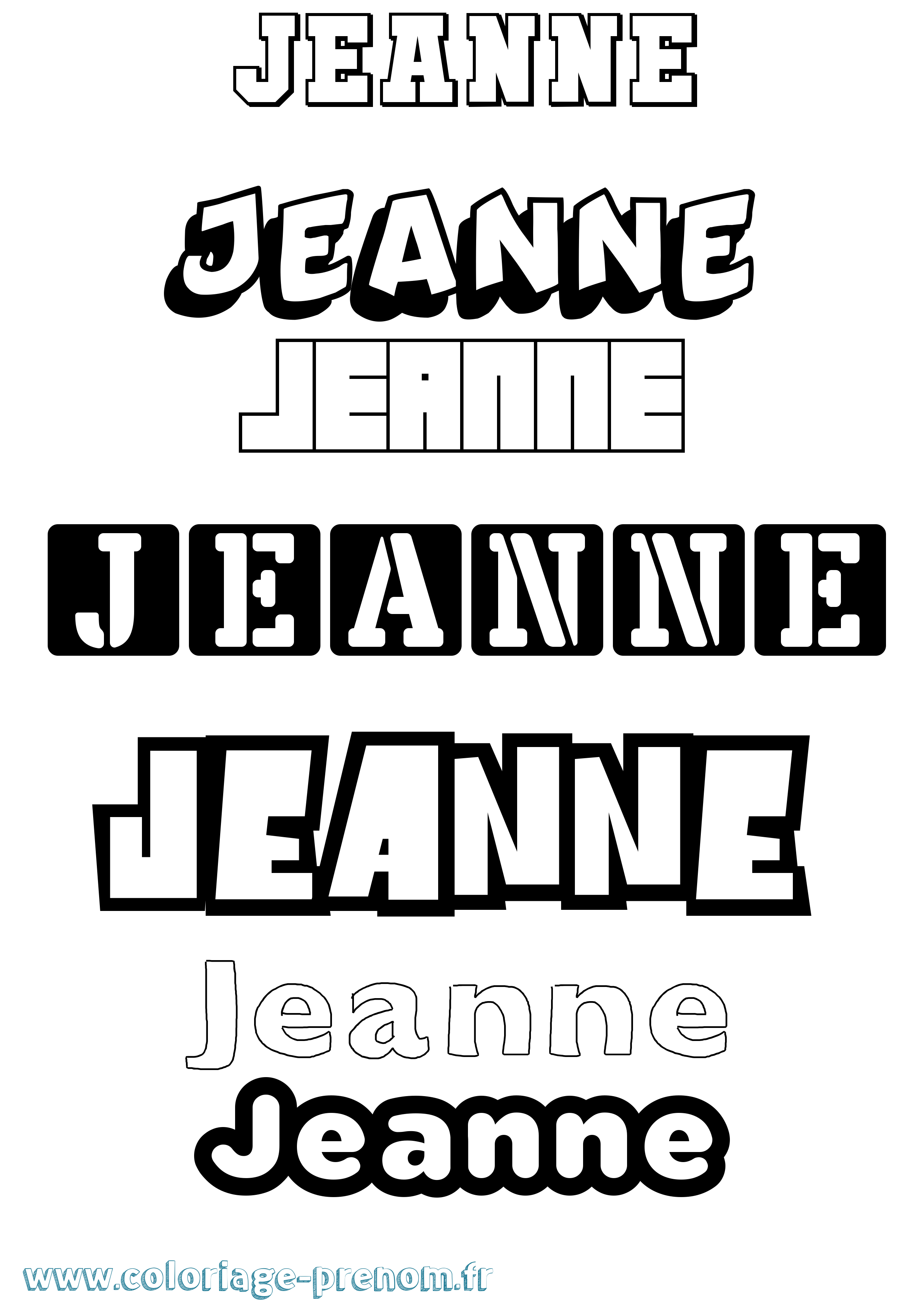 Coloriage prénom Jeanne Simple