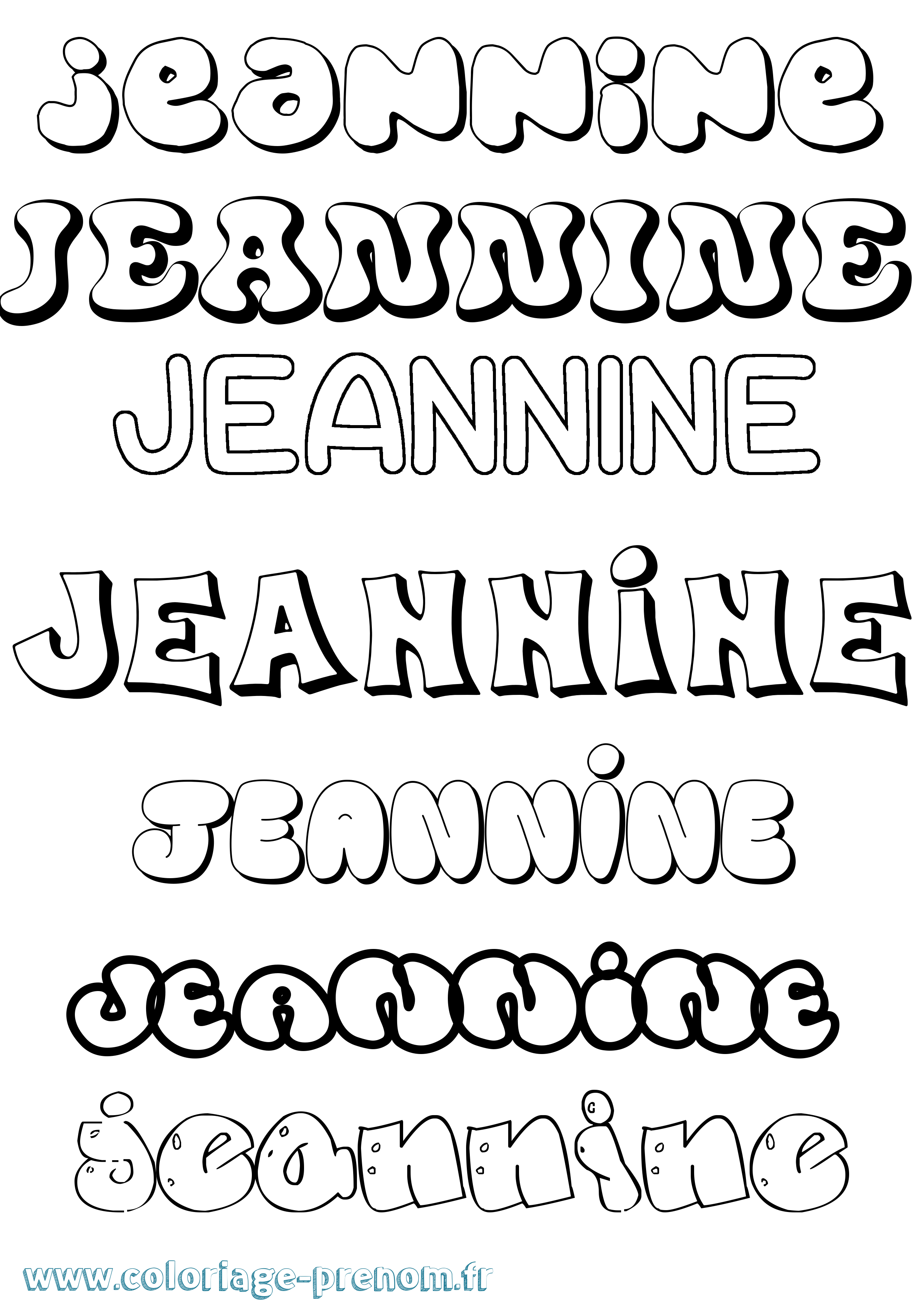 Coloriage prénom Jeannine Bubble