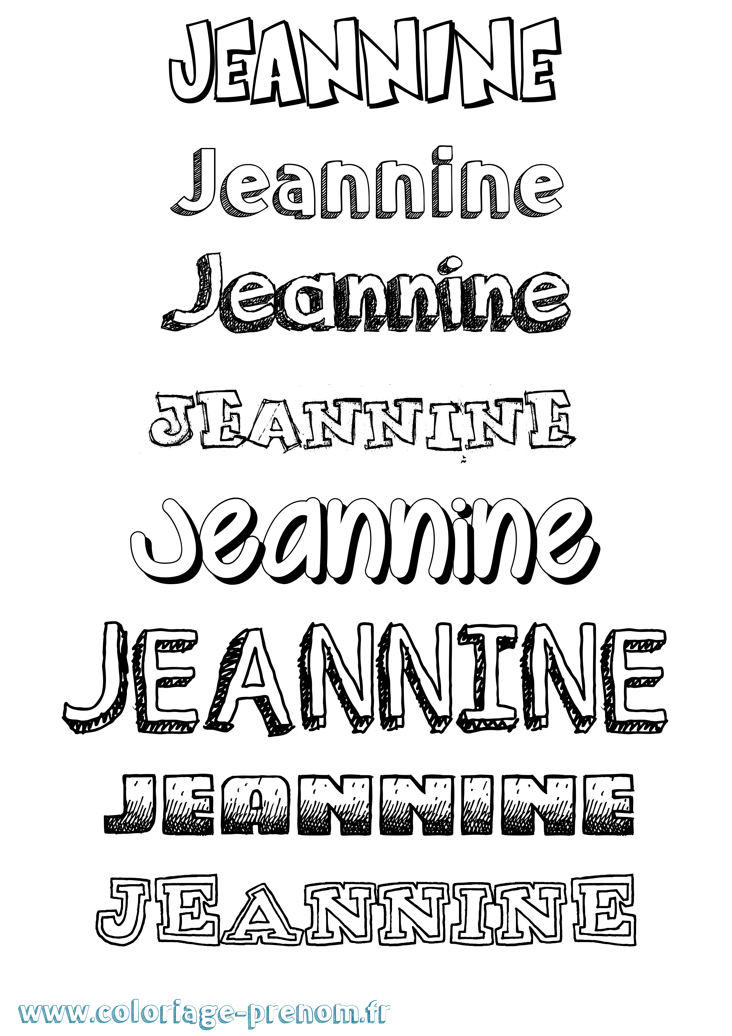Coloriage prénom Jeannine Dessiné