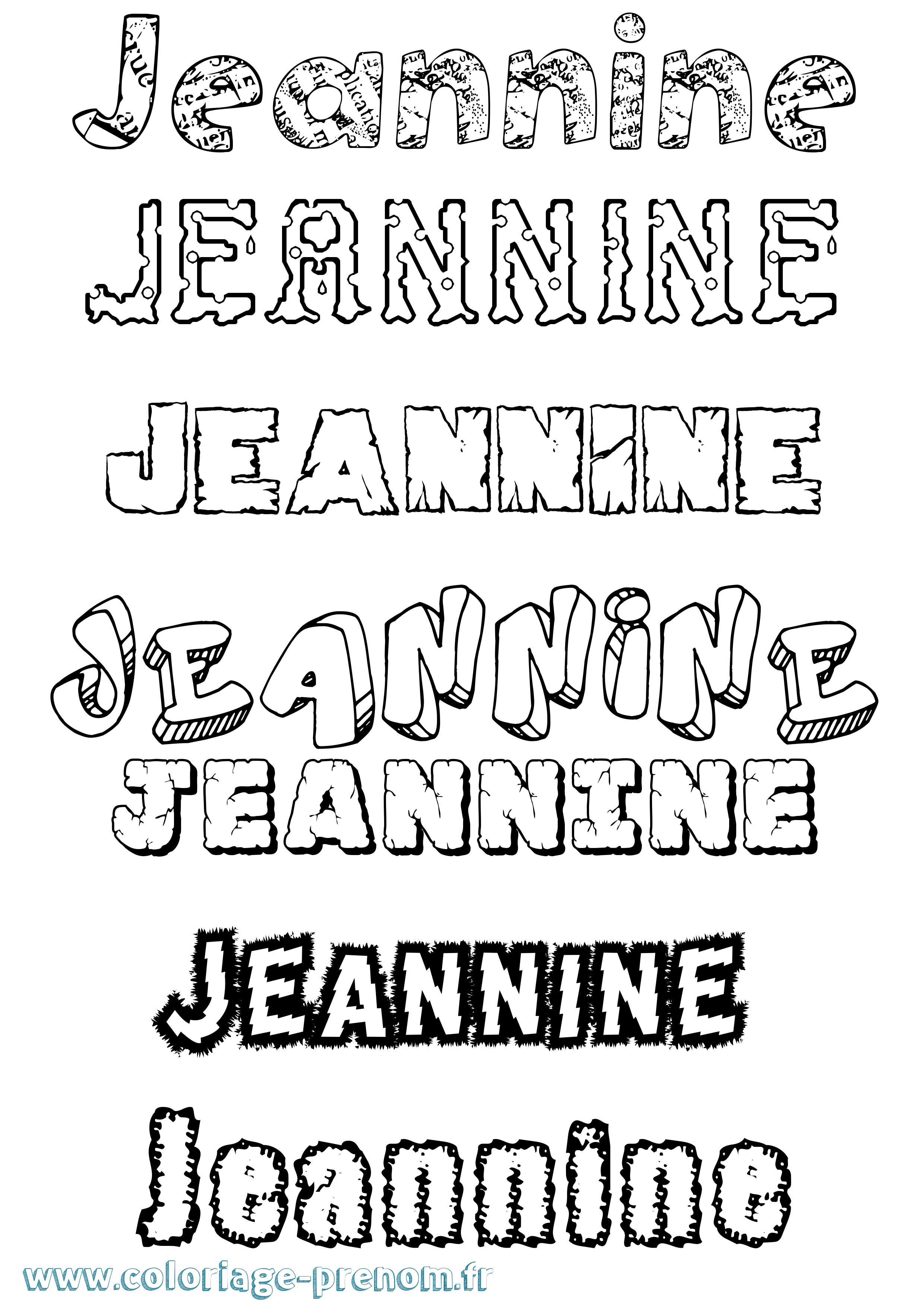 Coloriage prénom Jeannine Destructuré