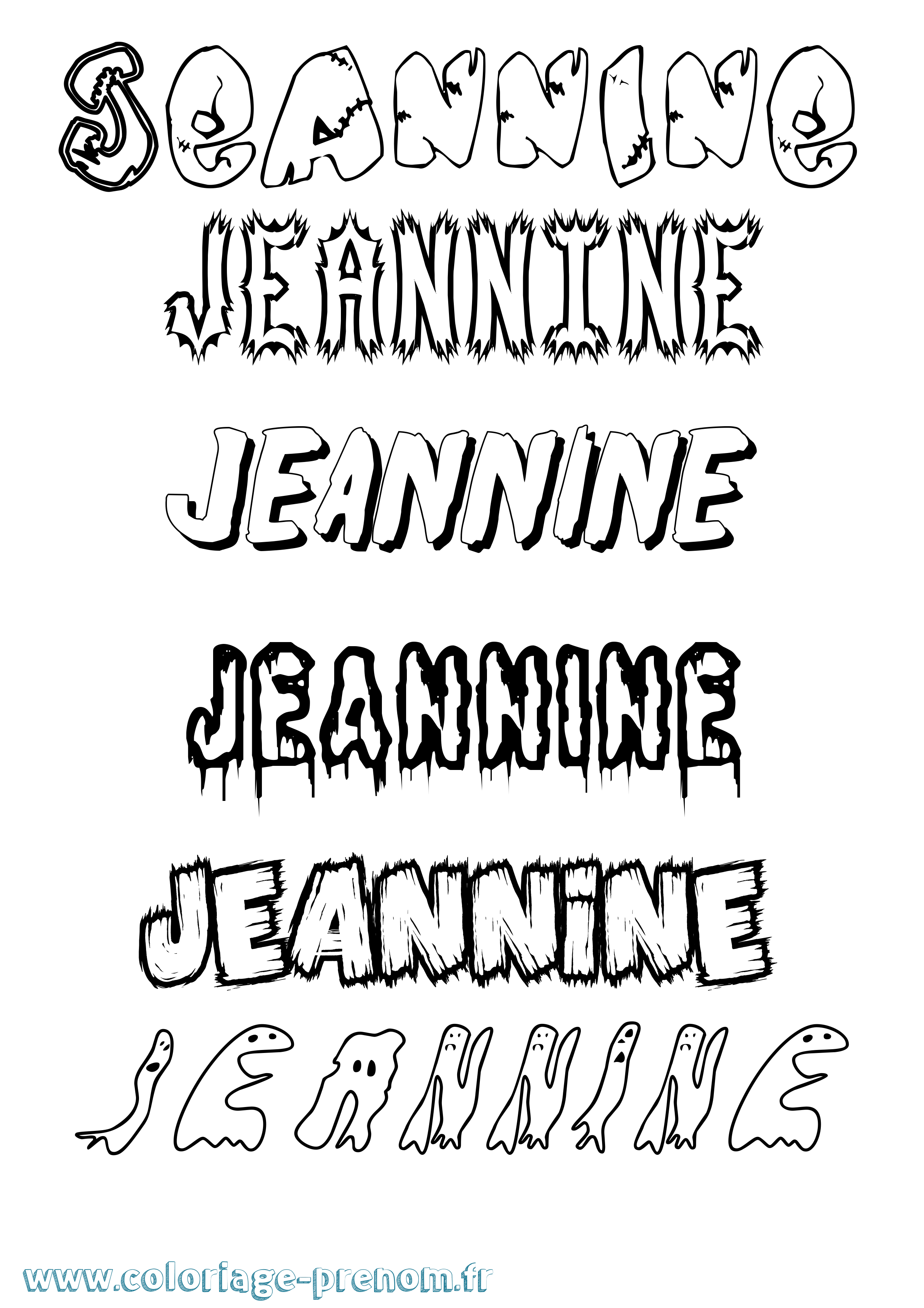 Coloriage prénom Jeannine Frisson