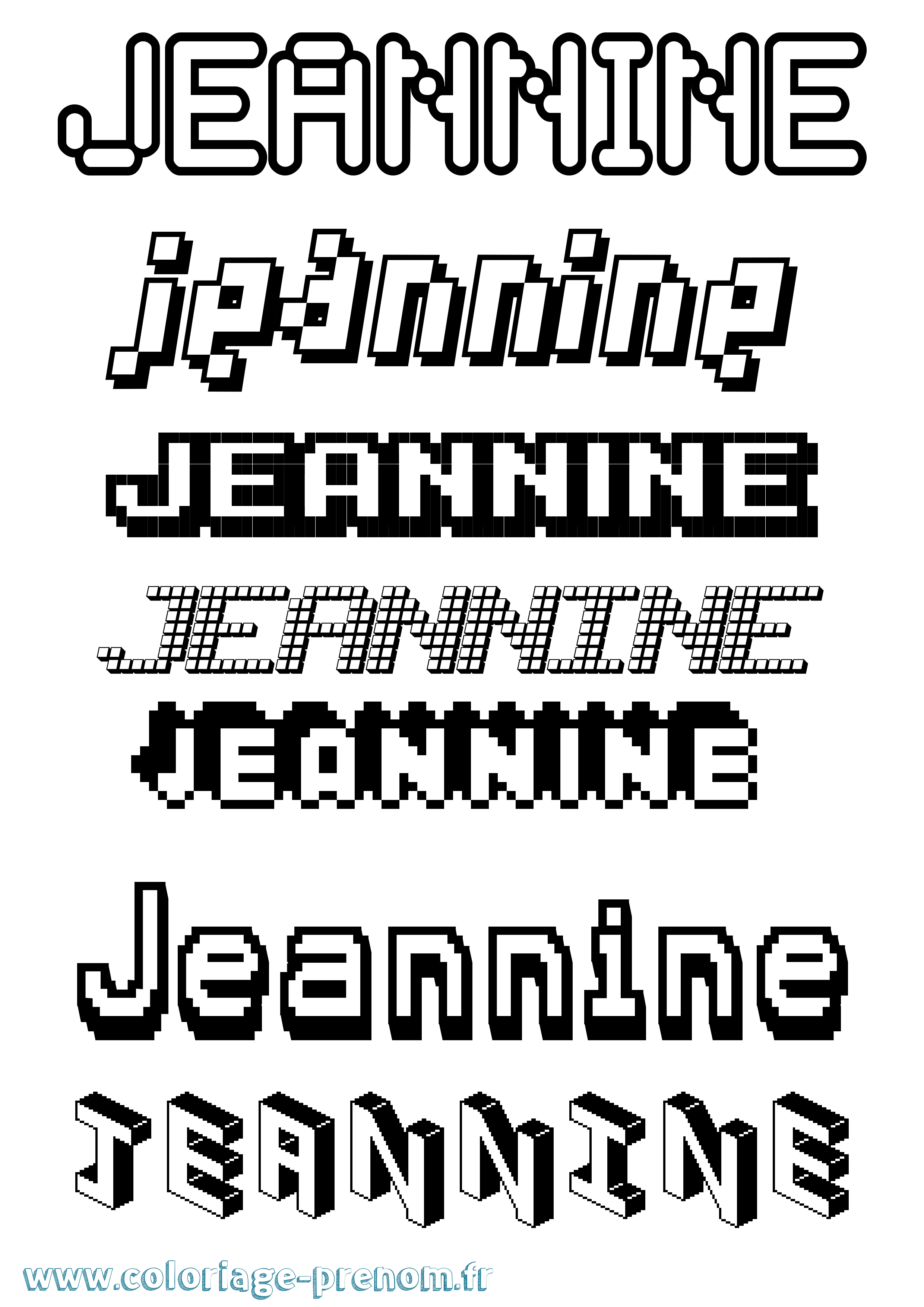 Coloriage prénom Jeannine Pixel