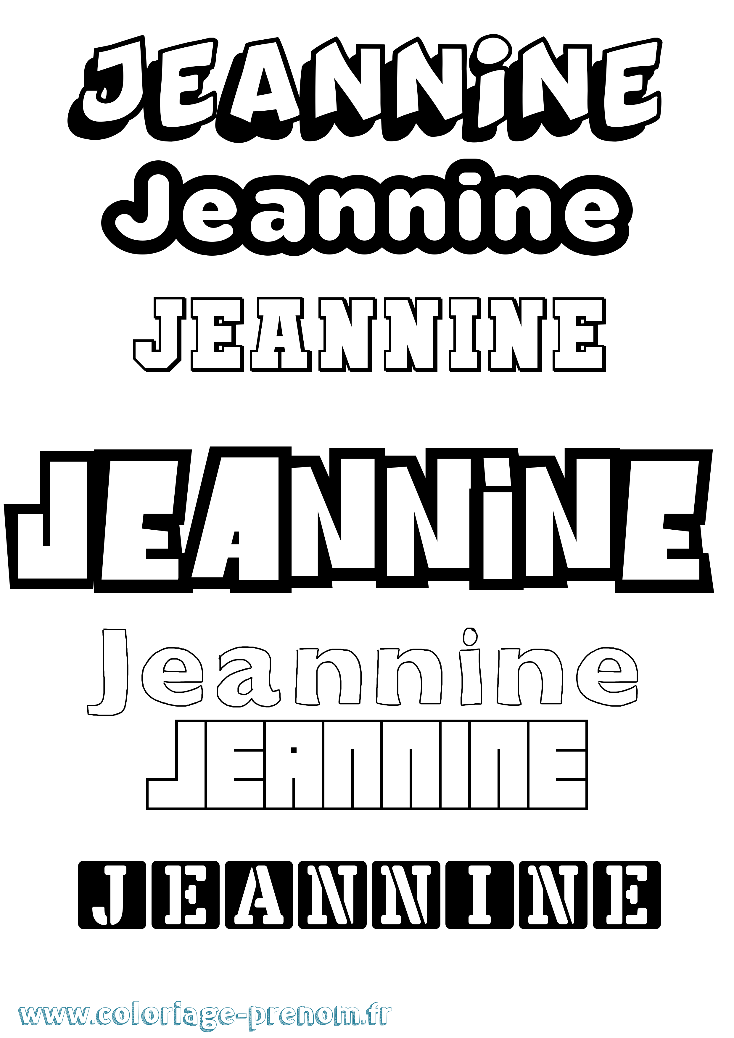 Coloriage prénom Jeannine Simple
