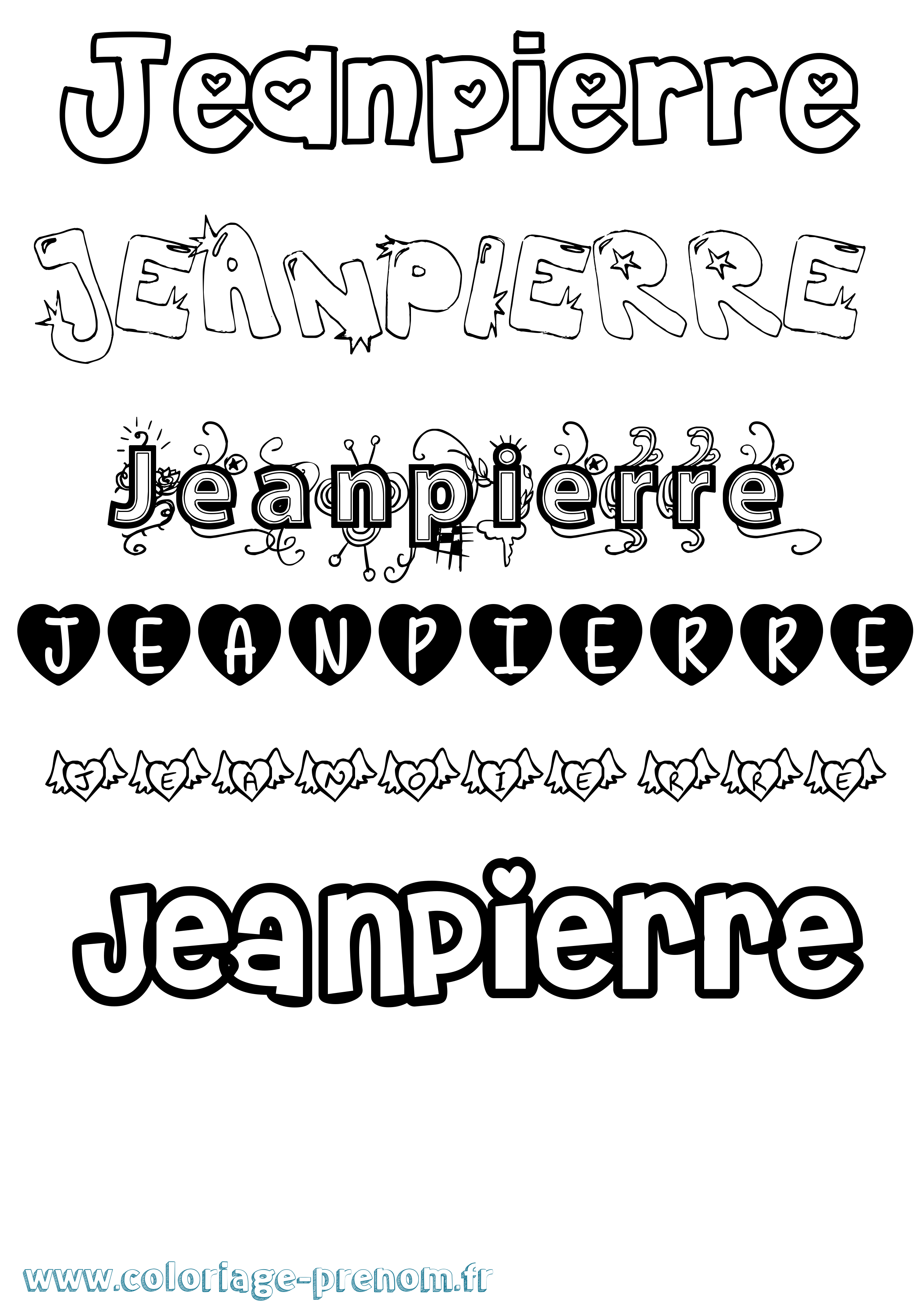 Coloriage prénom Jeanpierre Girly