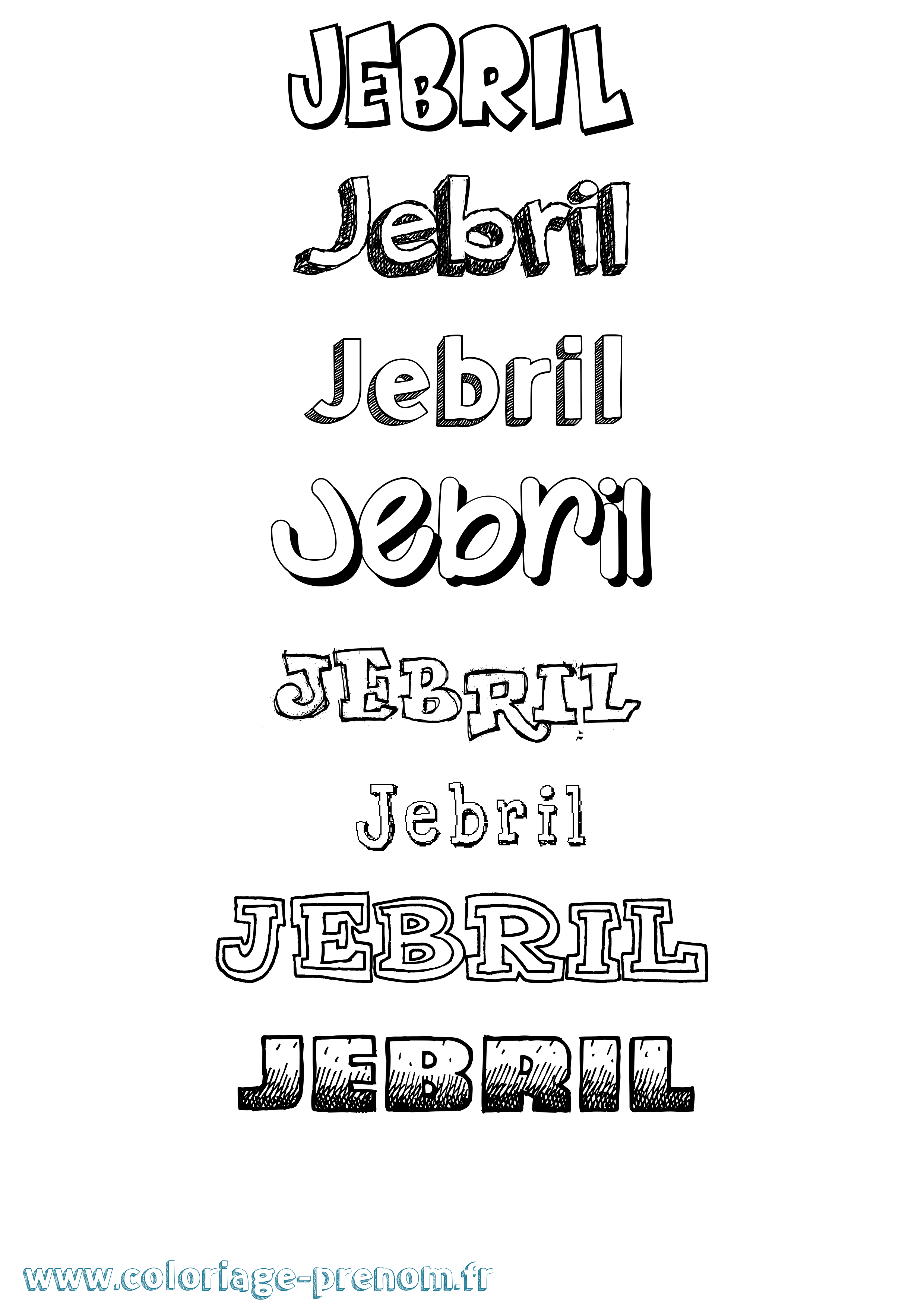 Coloriage prénom Jebril Dessiné